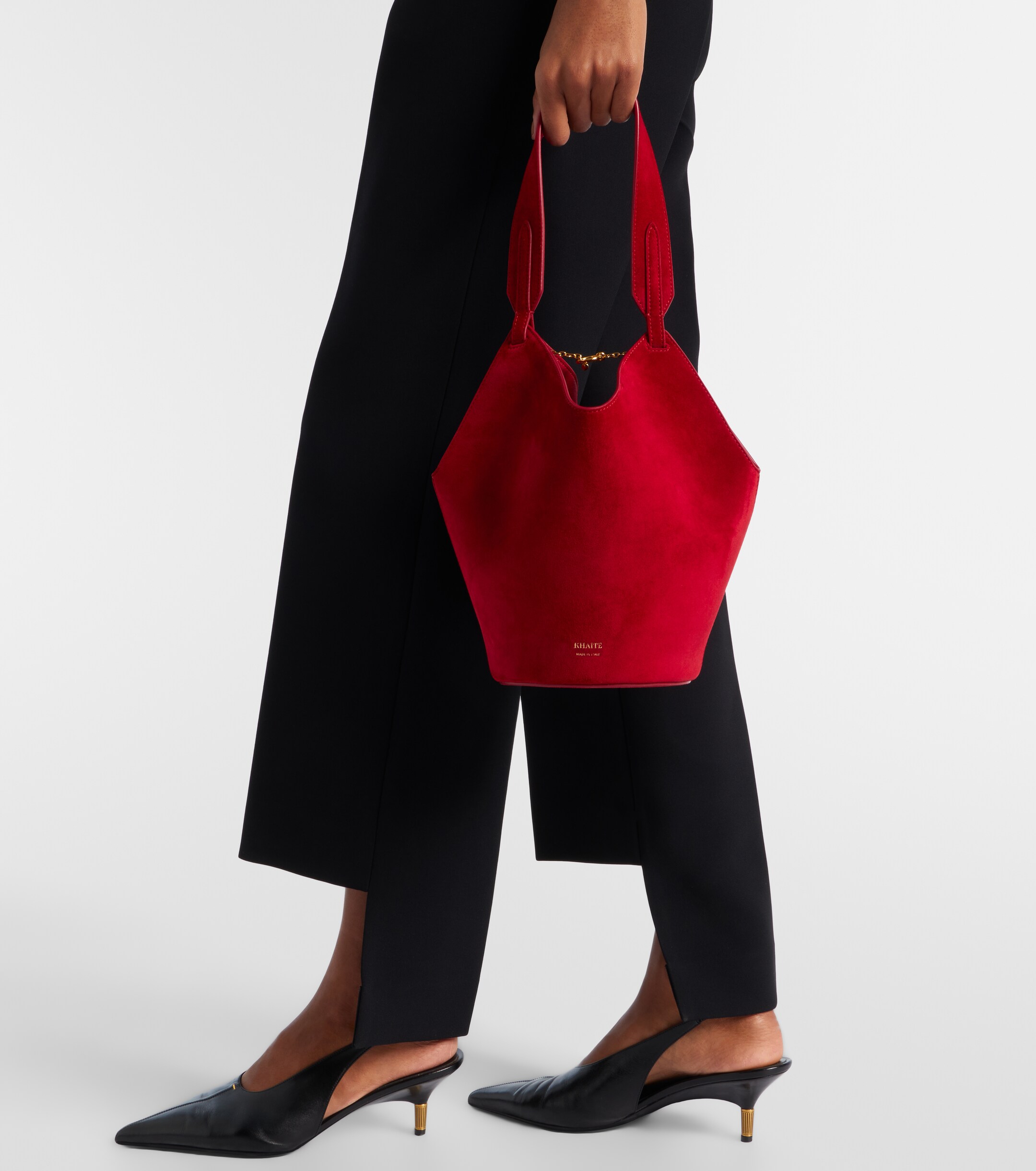 KHAITE Lotus Mini suede tote bag