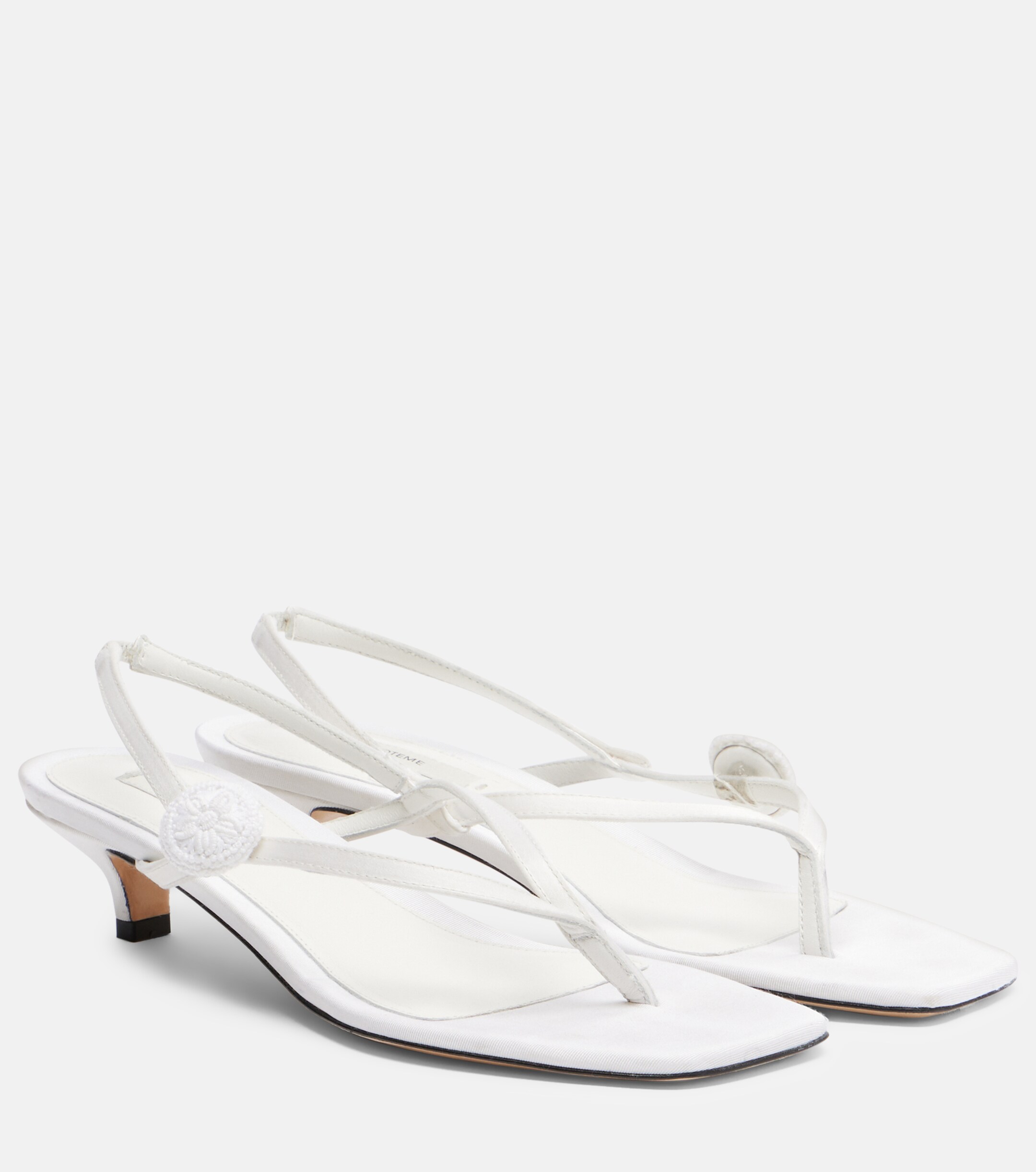 TOTEME Toteme Floral-appliqué satin slingback sandals
