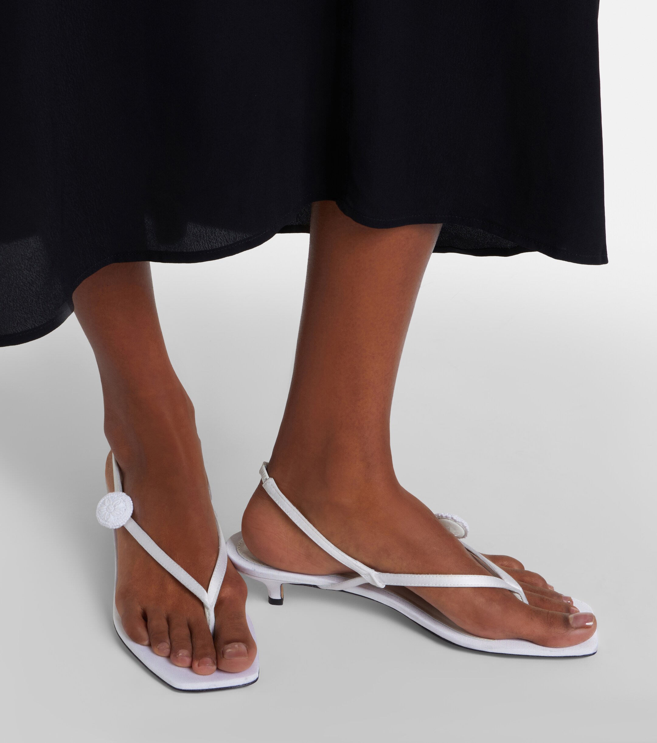 TOTEME Toteme Floral-appliqué satin slingback sandals