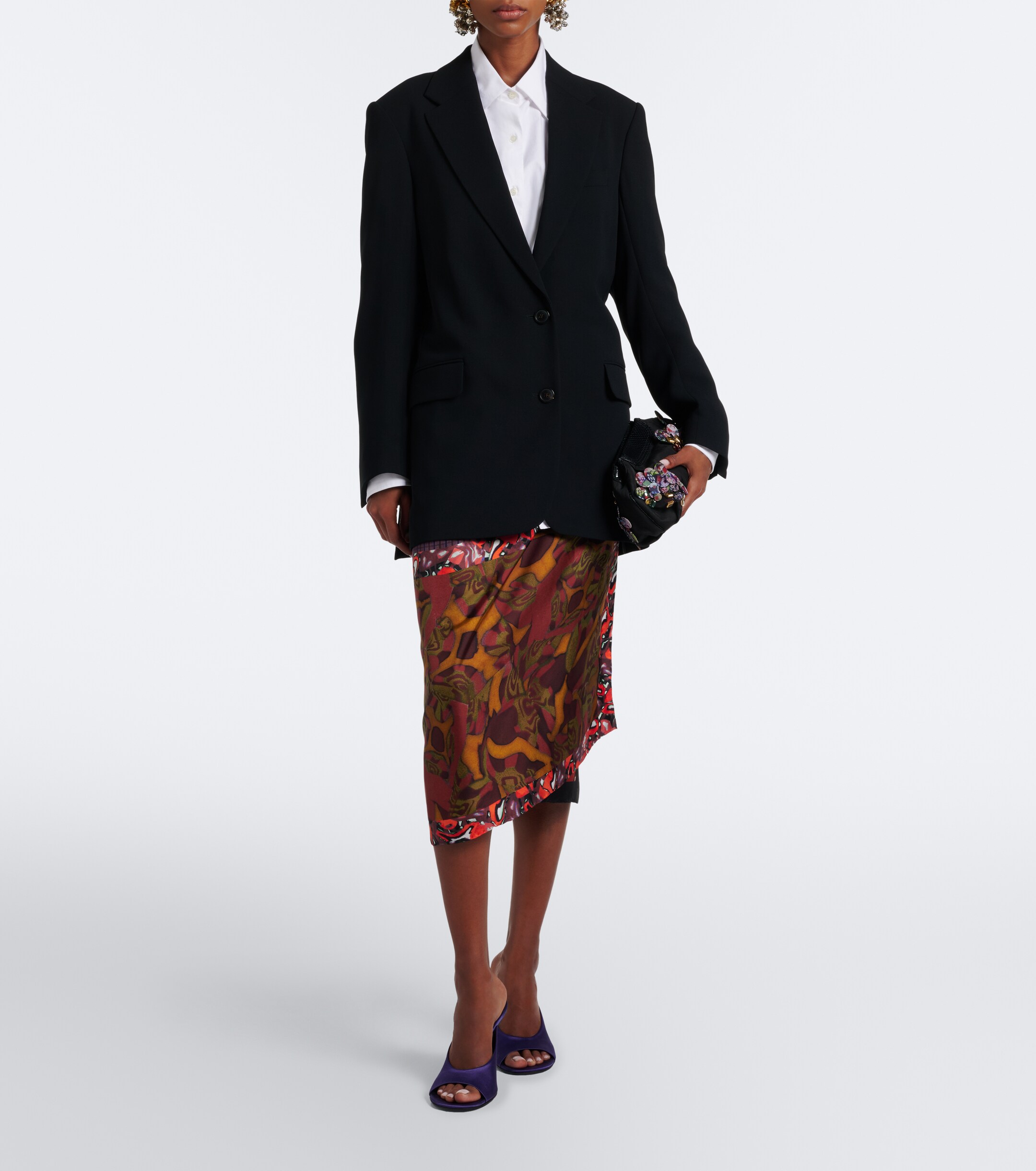 Dries Van Noten Embellished leather-trimmed clutch