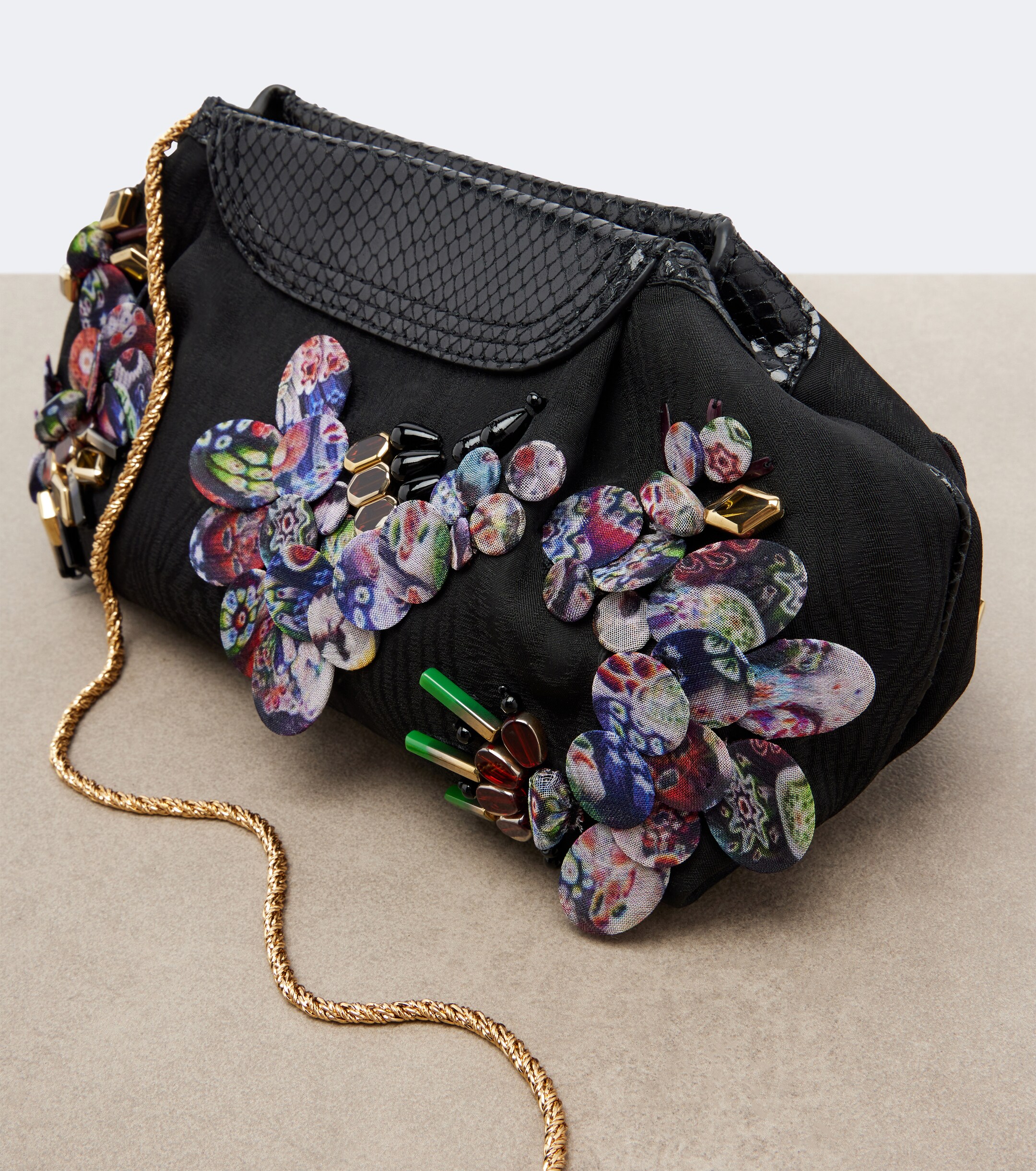 Dries Van Noten Embellished leather-trimmed clutch