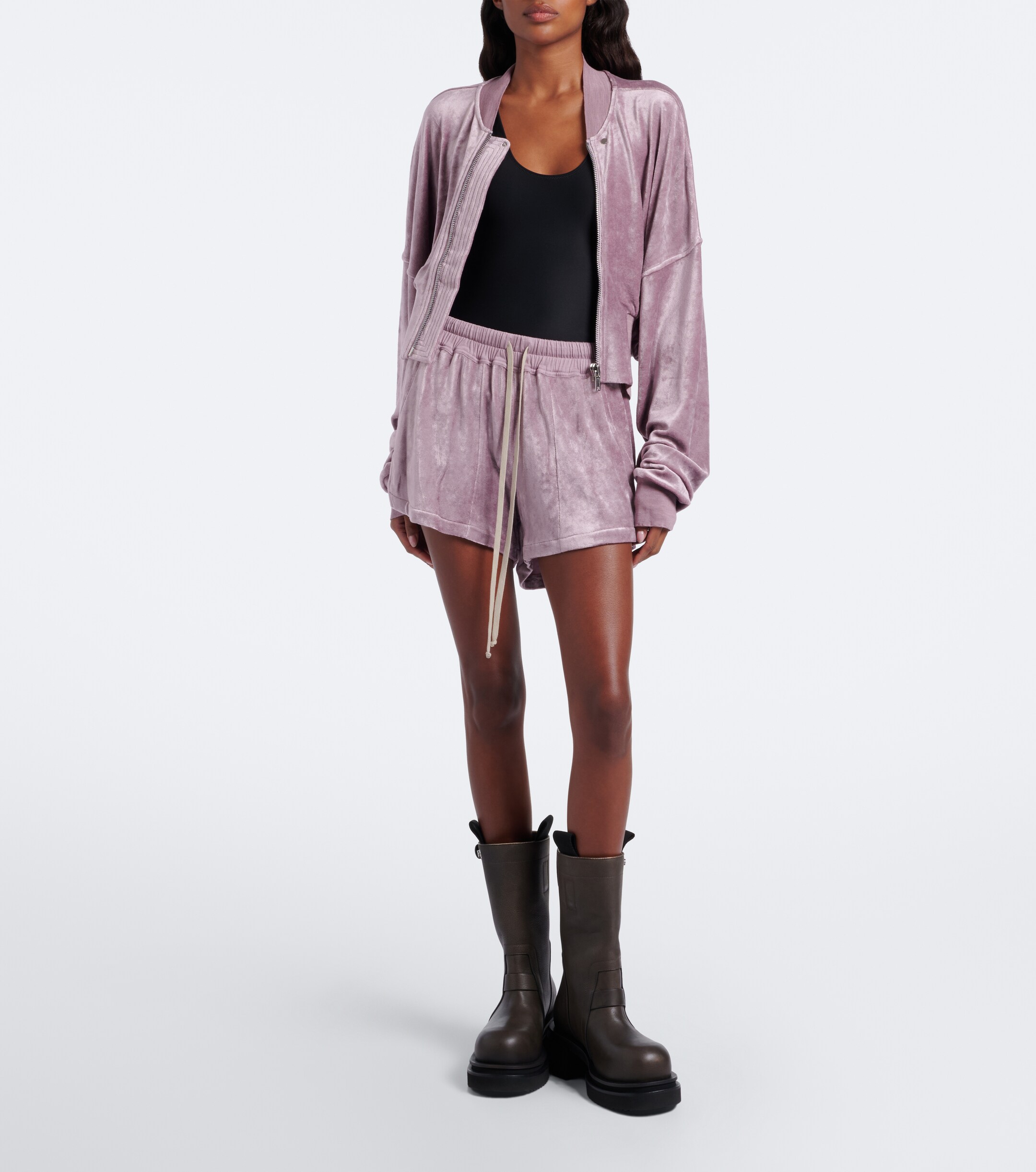 Rick Owens Rick Owens Flight velvet jersey bomber jacket