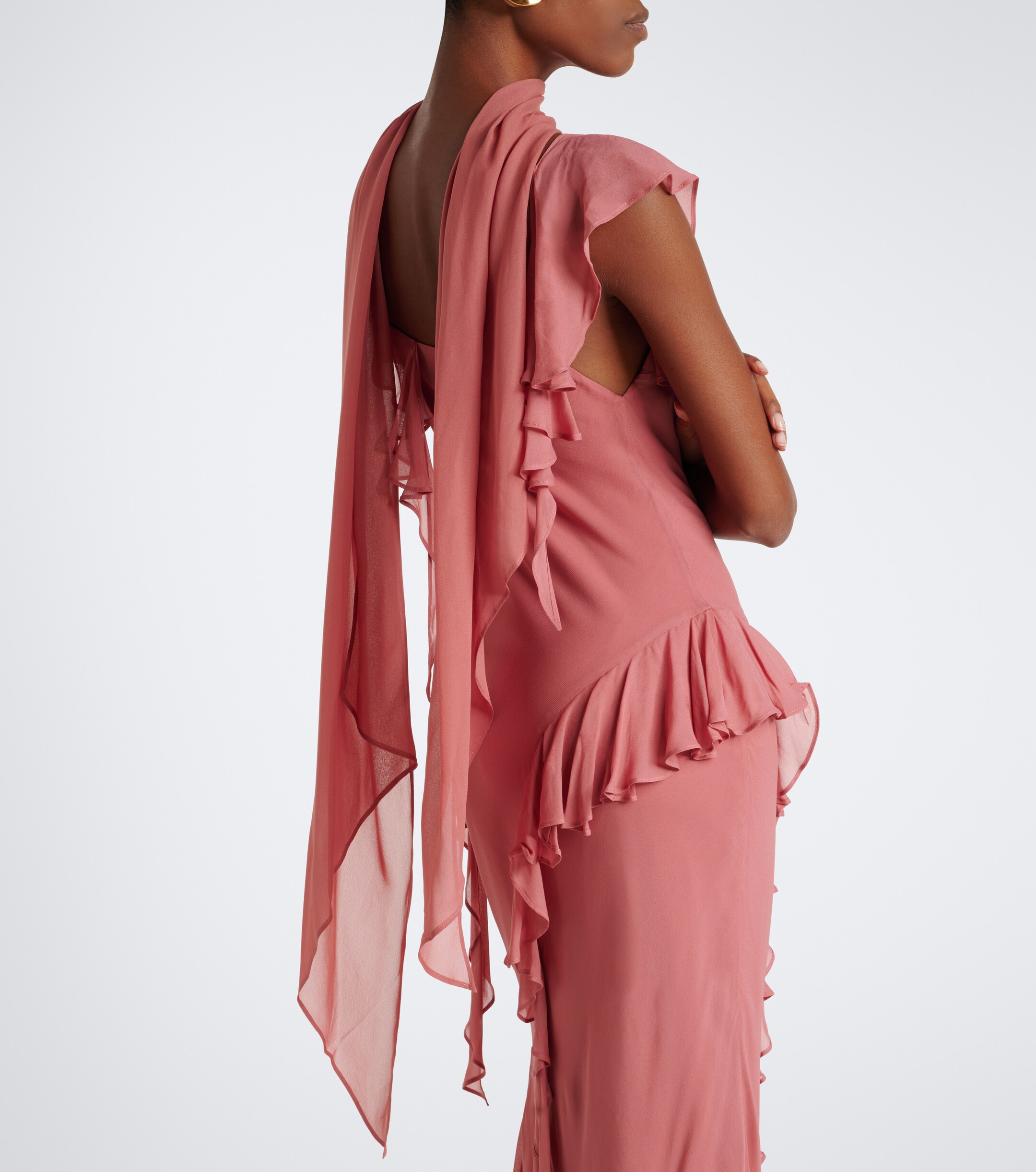 DE LA VALI De La Vali Mayara ruffled scarf-detail georgette gown