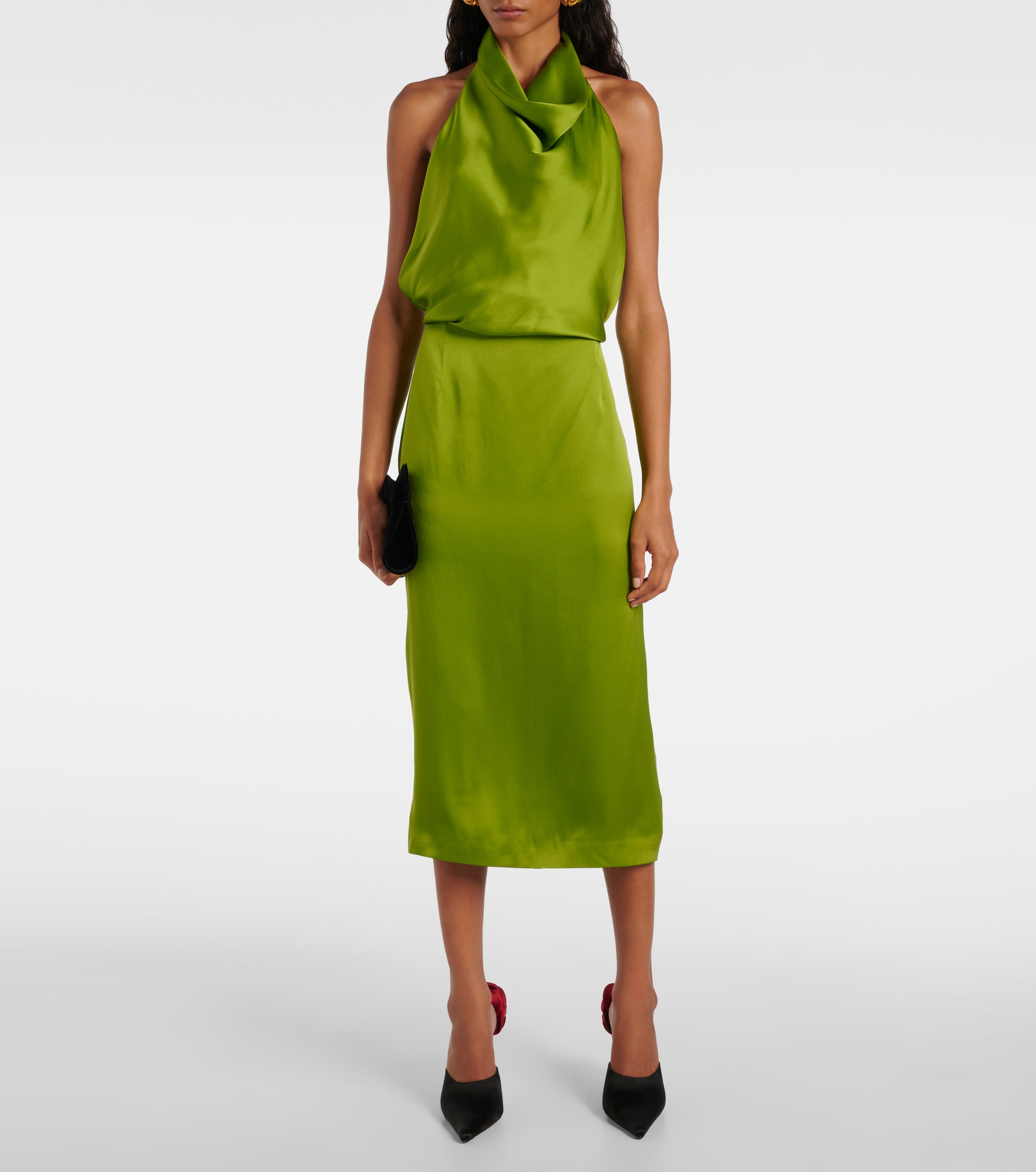 Magda Butrym Halterneck silk satin midi dress
