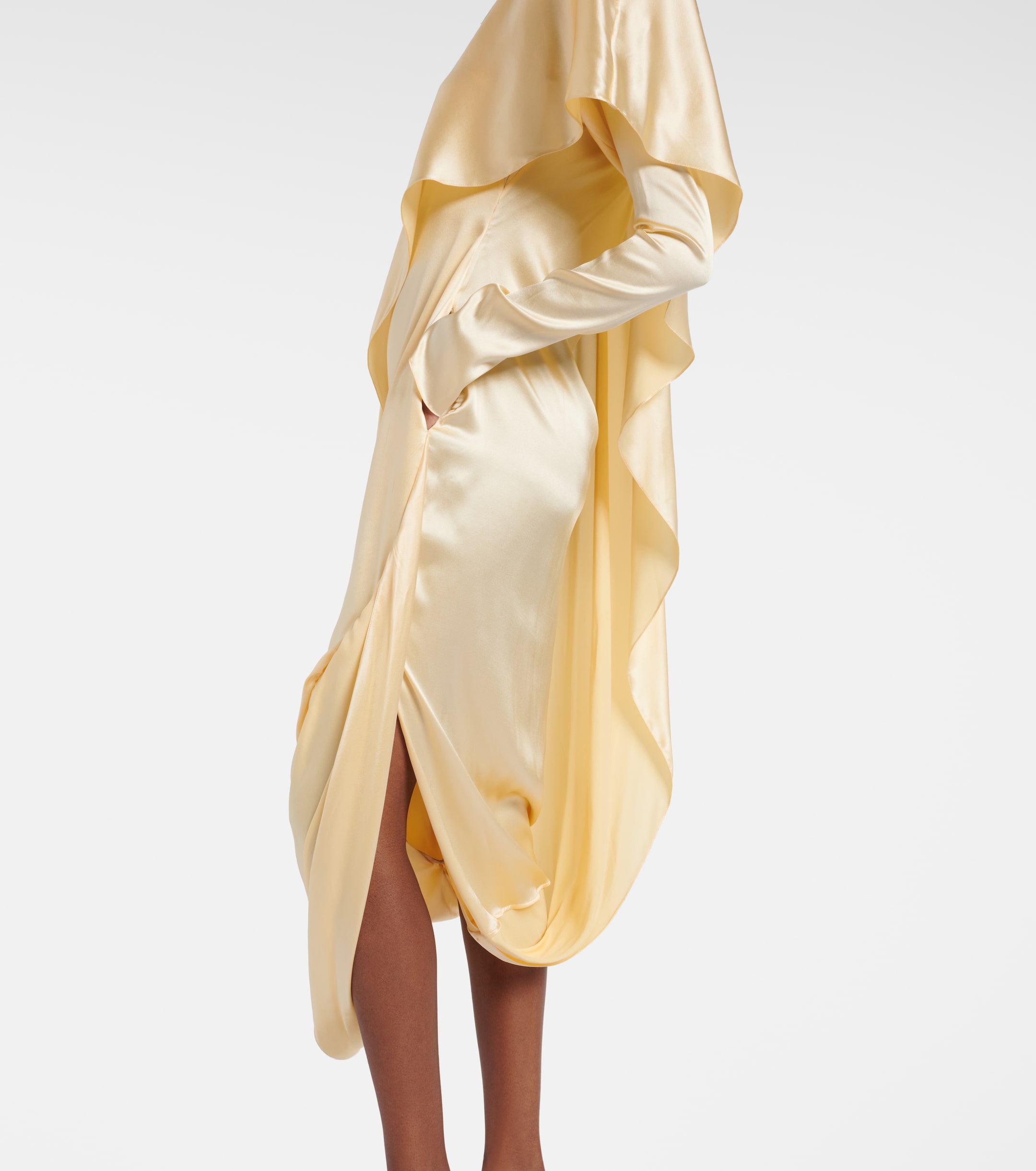 Mugler - Draped silk-blend midi dress | Plush