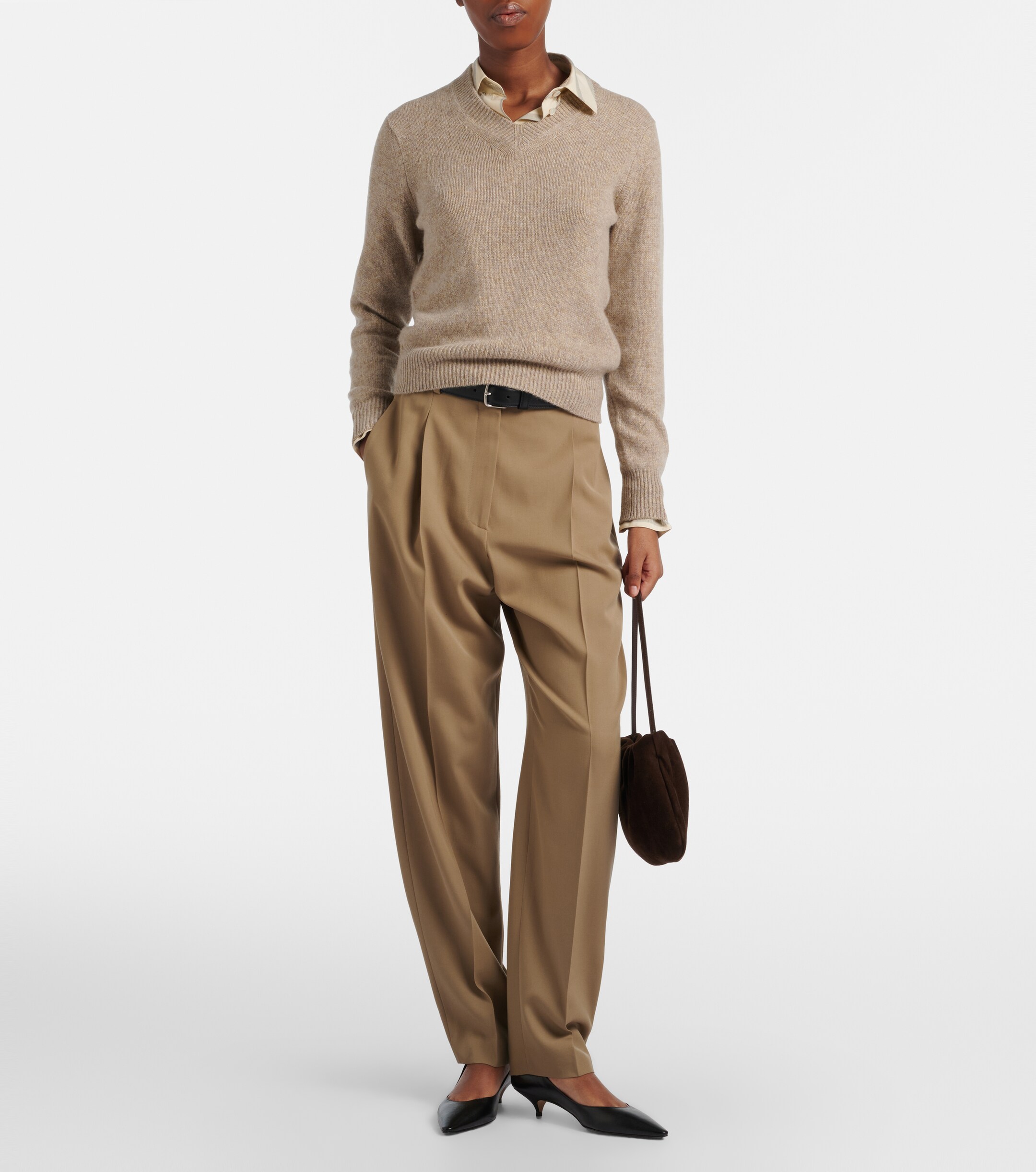 The Row Bourse Medium suede shoulder bag