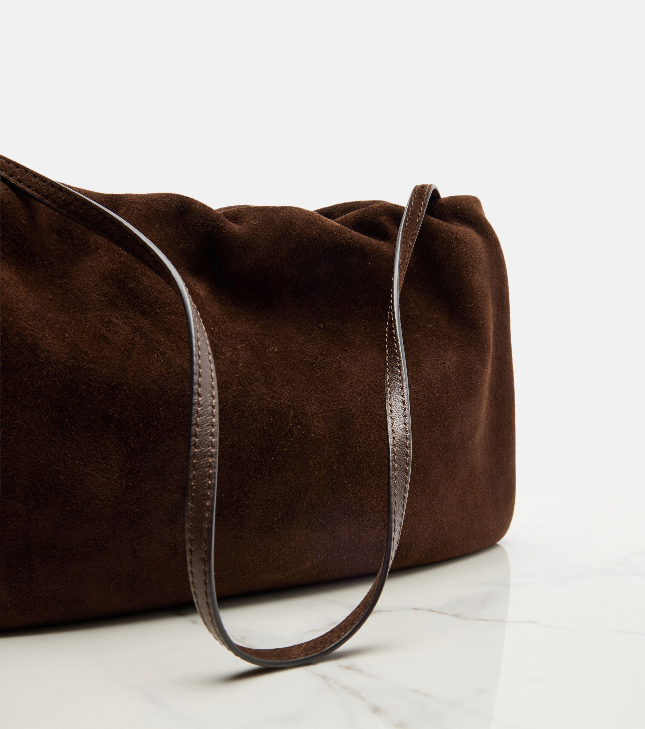 The Row Bourse Medium suede shoulder bag