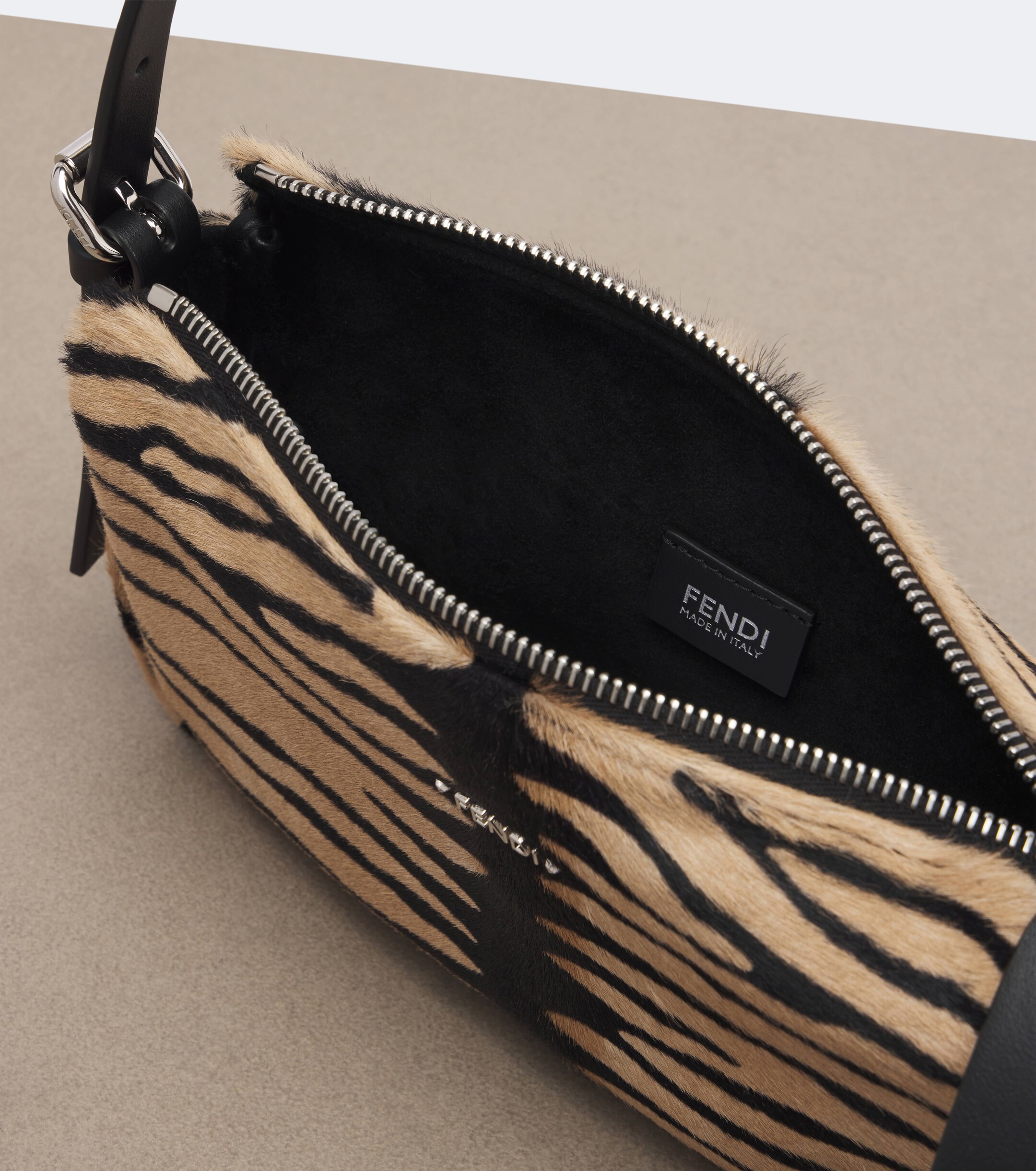Fendi Leather-trimmed calf hair shoulder bag