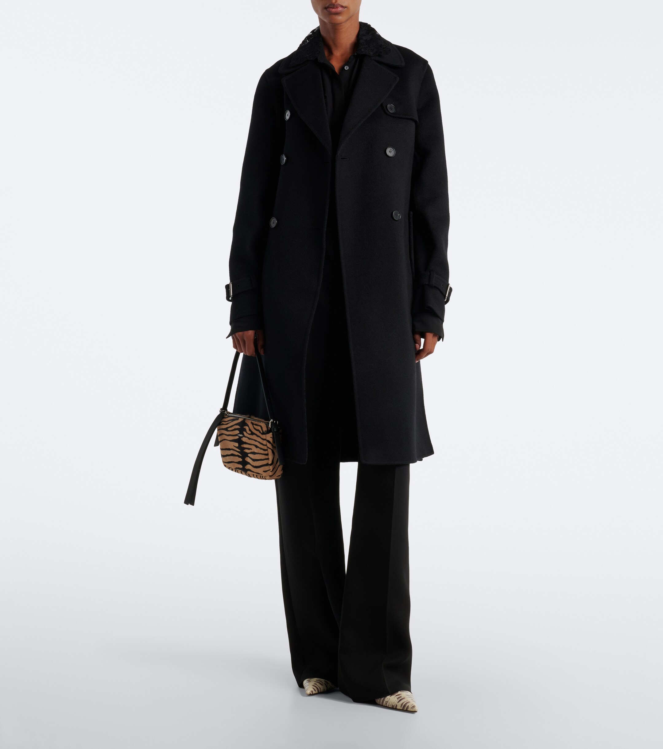 Fendi Leather-trimmed calf hair shoulder bag