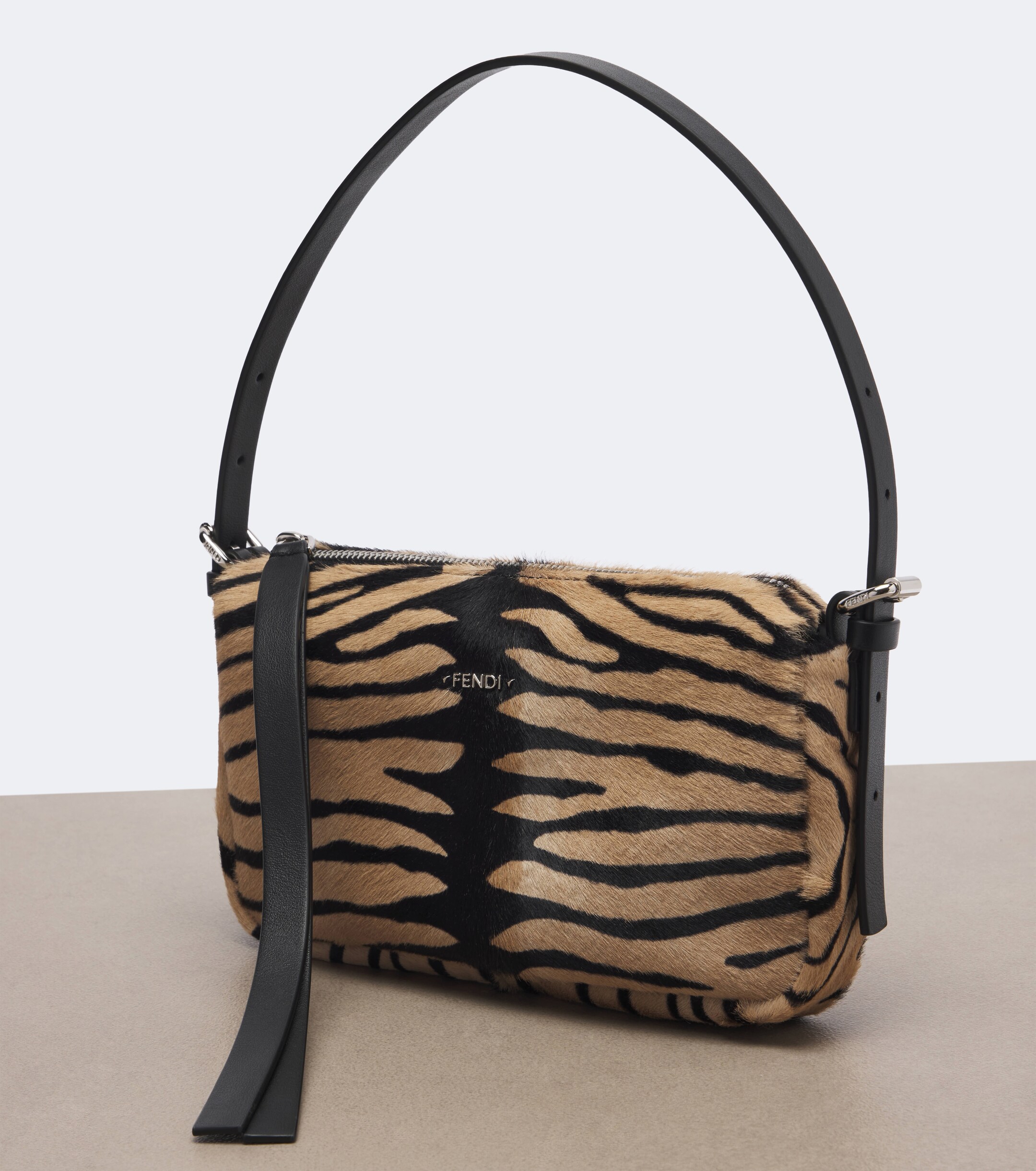 Fendi Leather-trimmed calf hair shoulder bag