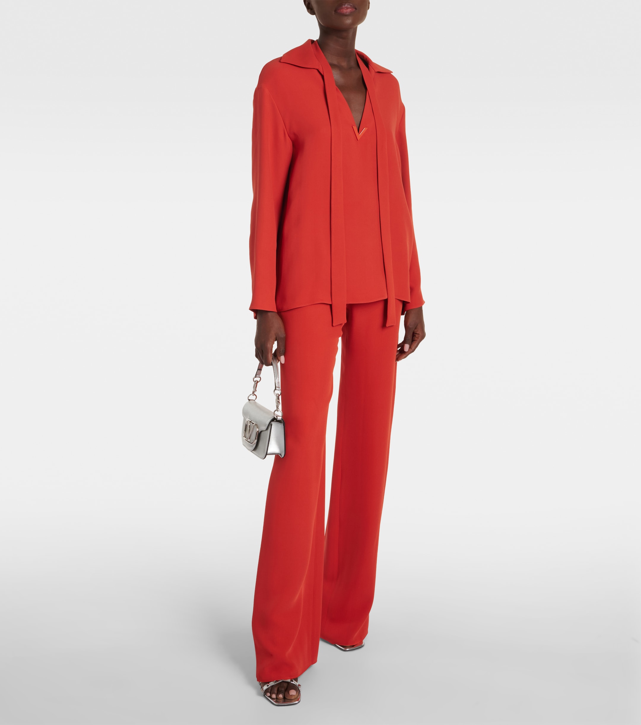 Valentino Tie-neck silk blouse