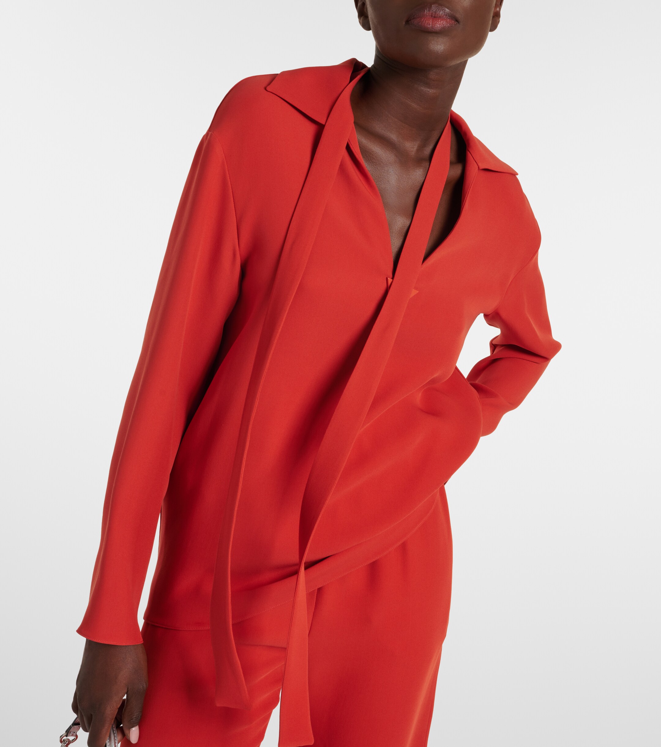 Valentino Tie-neck silk blouse