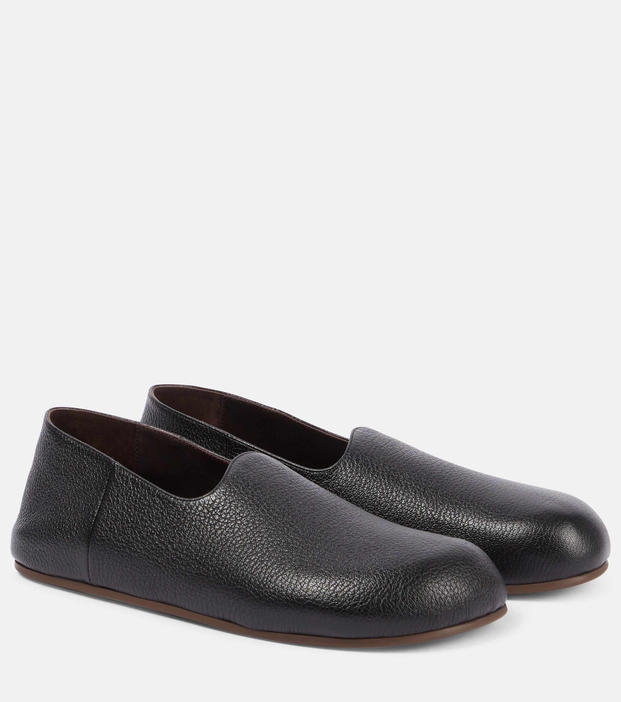 The Row Hugh leather slip-on shoes