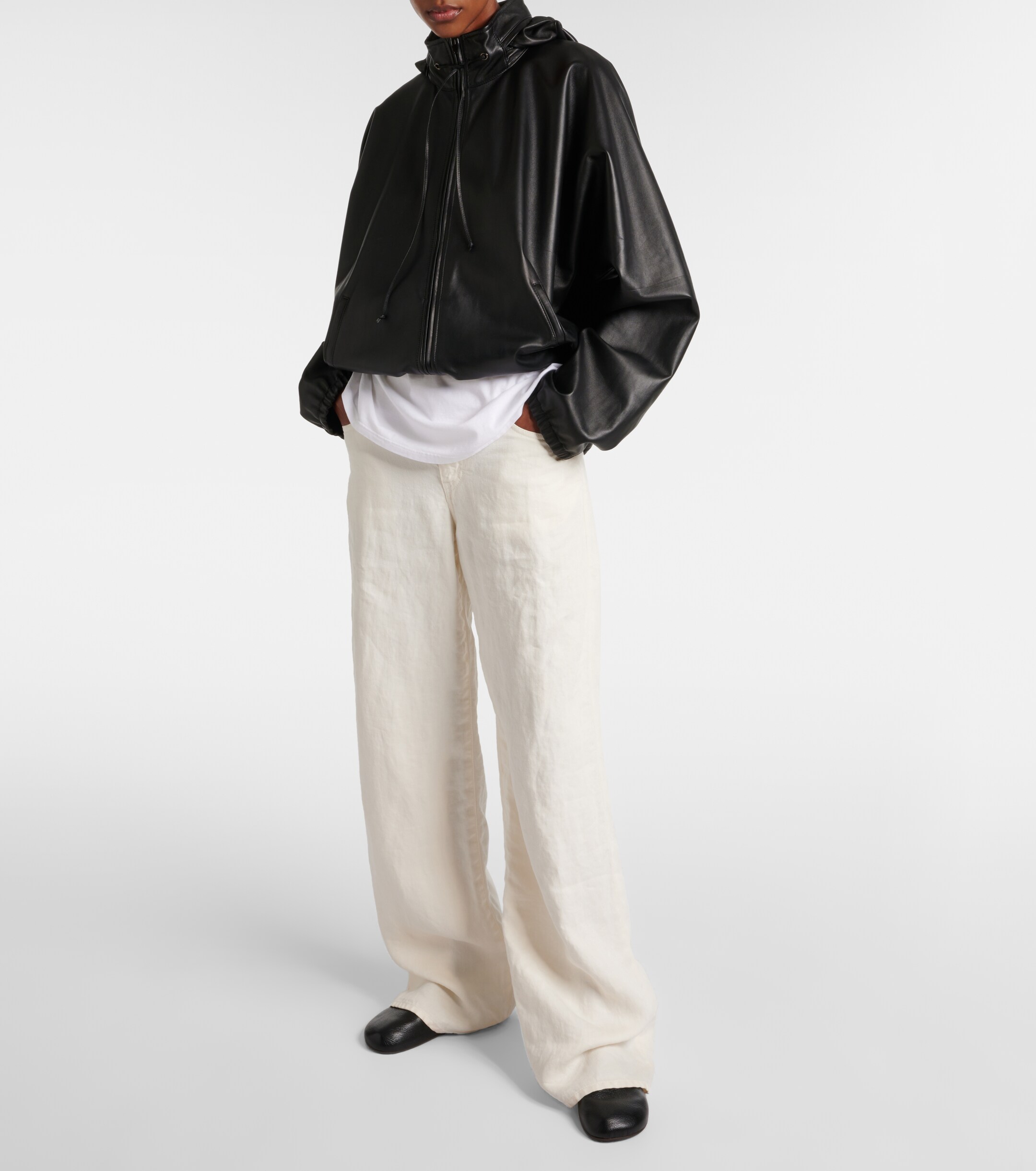 The Row Hugh leather slip-on shoes