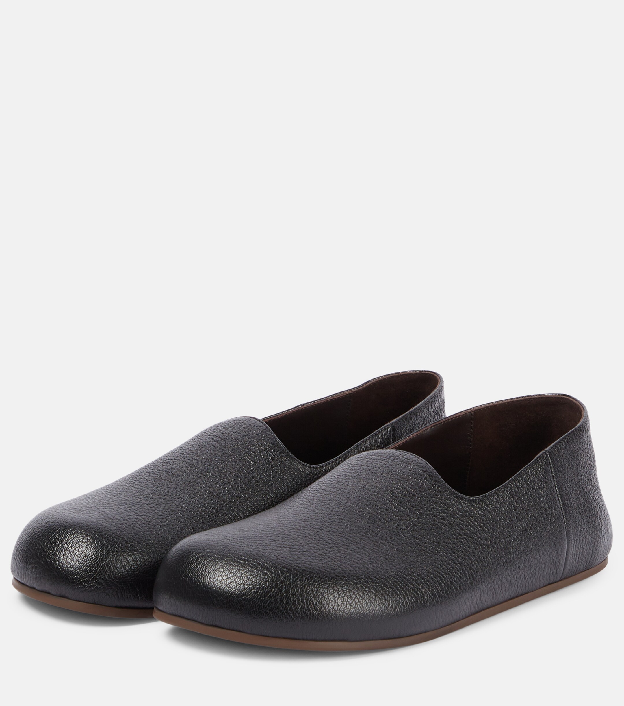 The Row Hugh leather slip-on shoes