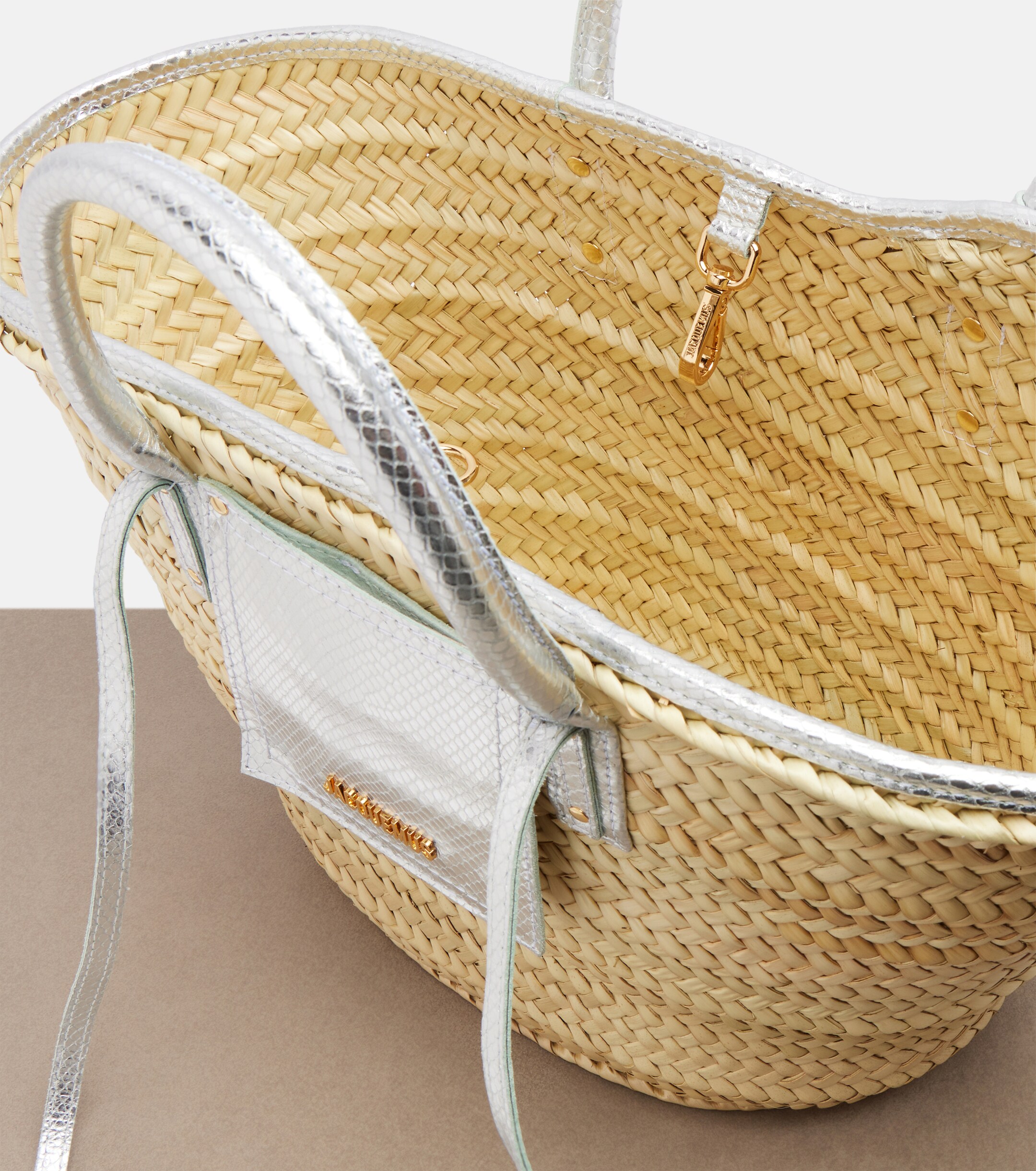 Jacquemus Soli Medium croc-effect raffia basket bag