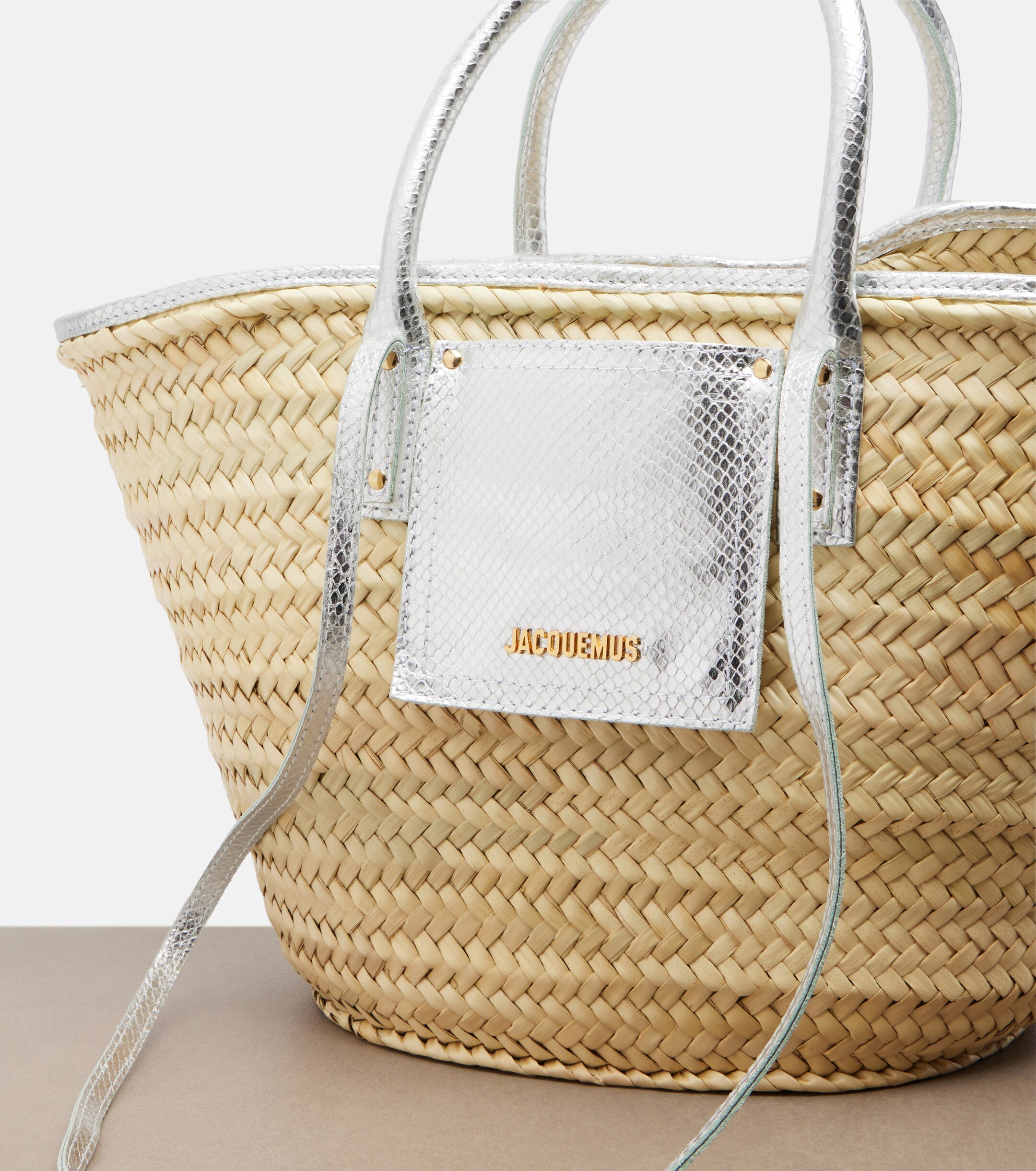 Jacquemus Soli Medium croc-effect raffia basket bag