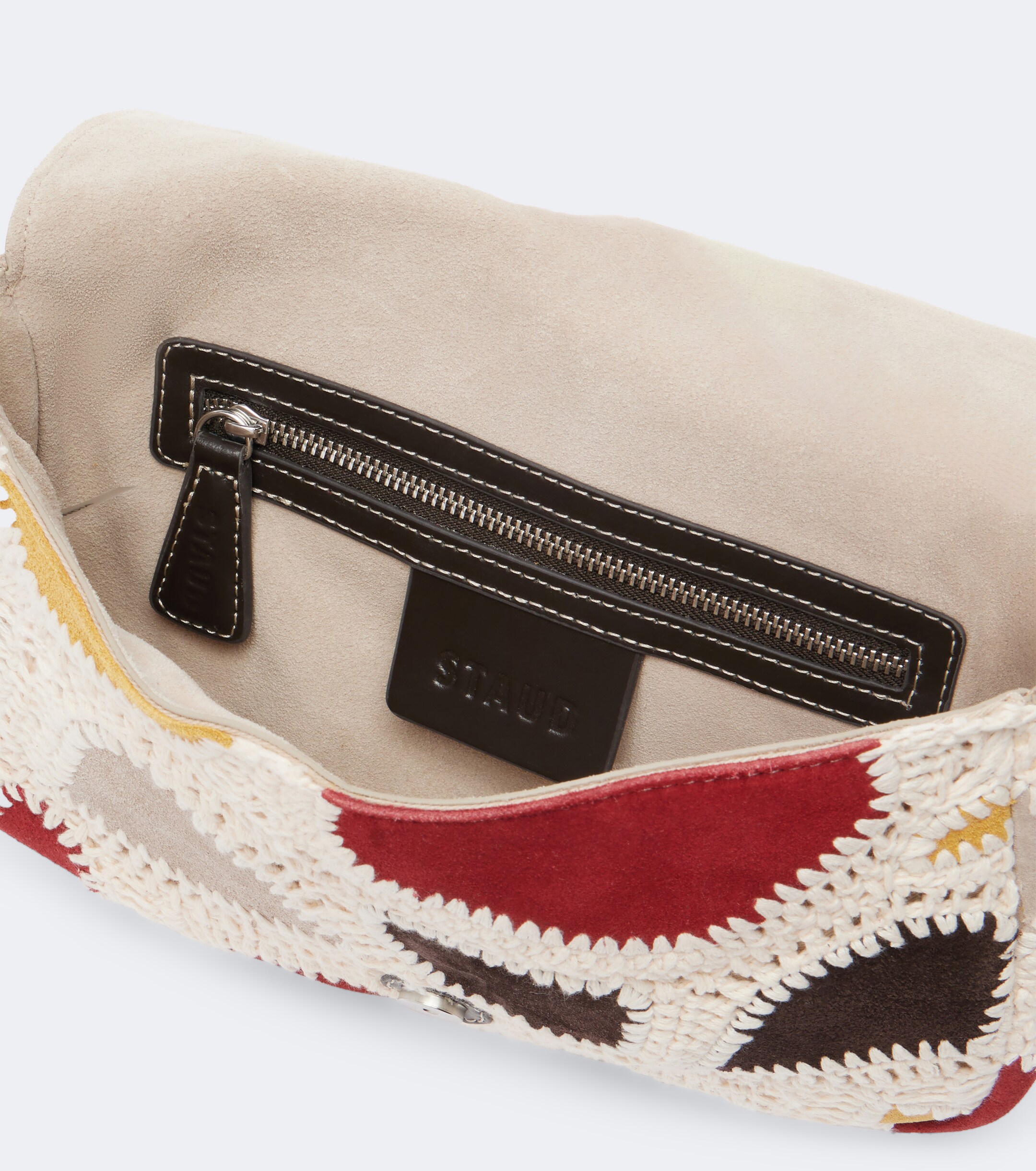 Staud Harlow Small suede and crochet shoulder bag