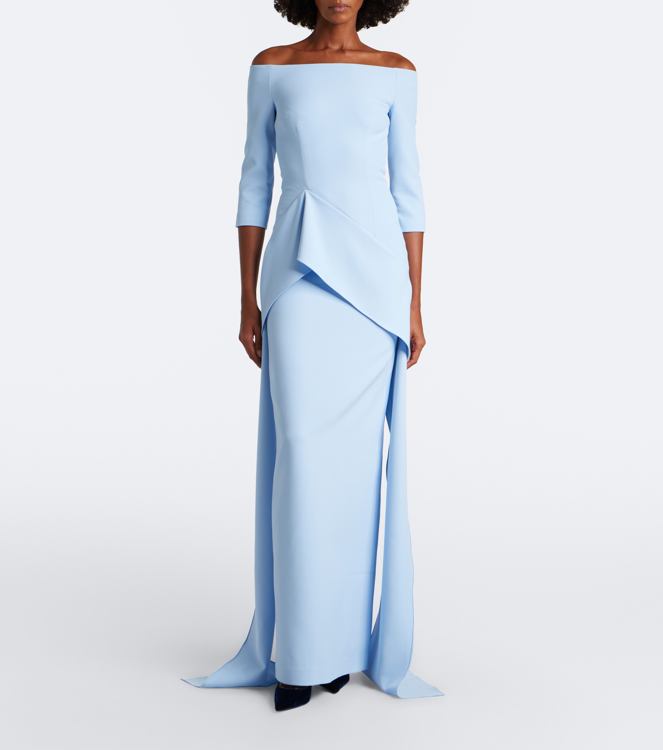 Safiyaa Safiyaa Zetta draped off-shoulder crêpe gown