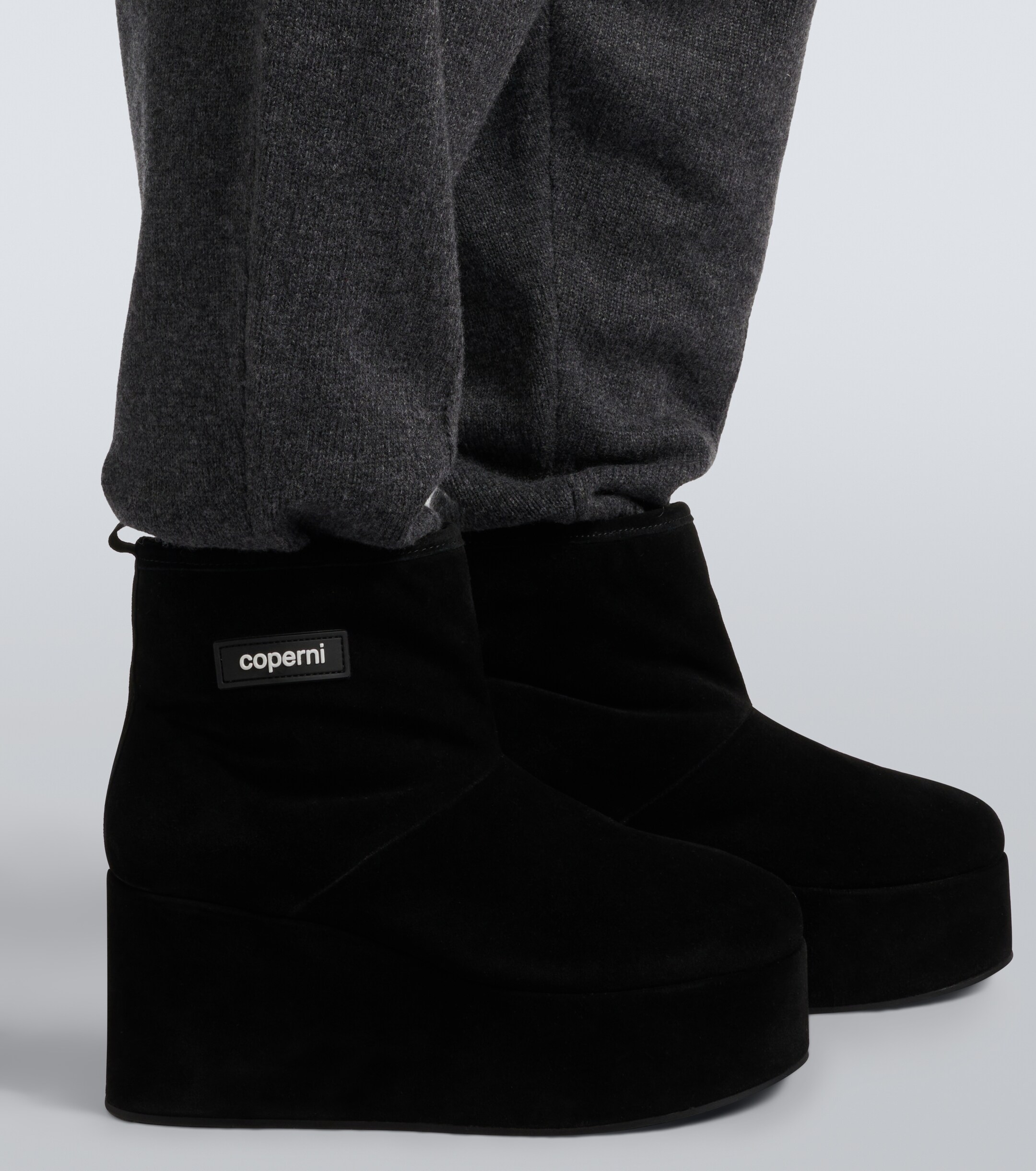 Coperni Coperni Shearling-lined suede wedge boots