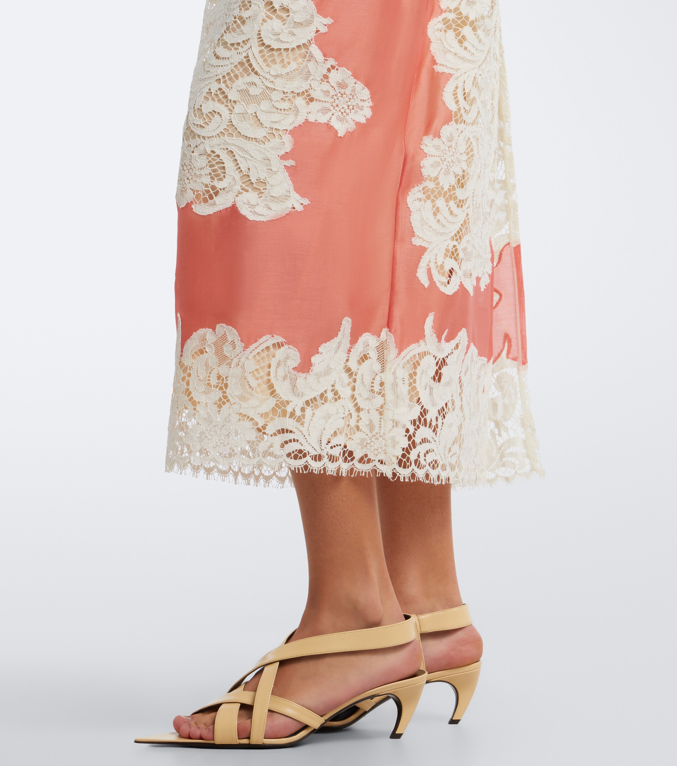 KHAITE Khaite Nevis lace-trimmed voile slip dress
