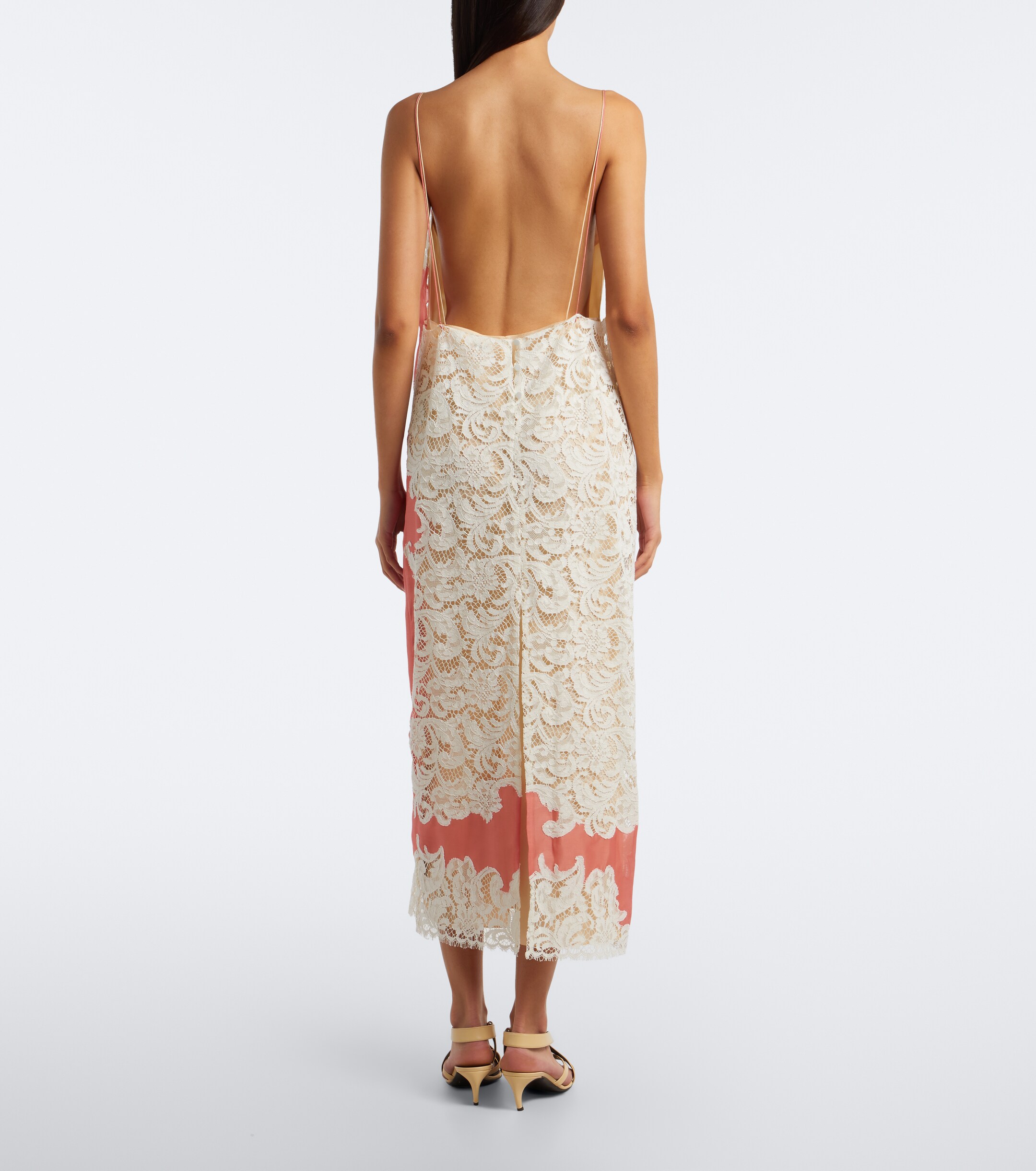 KHAITE Khaite Nevis lace-trimmed voile slip dress