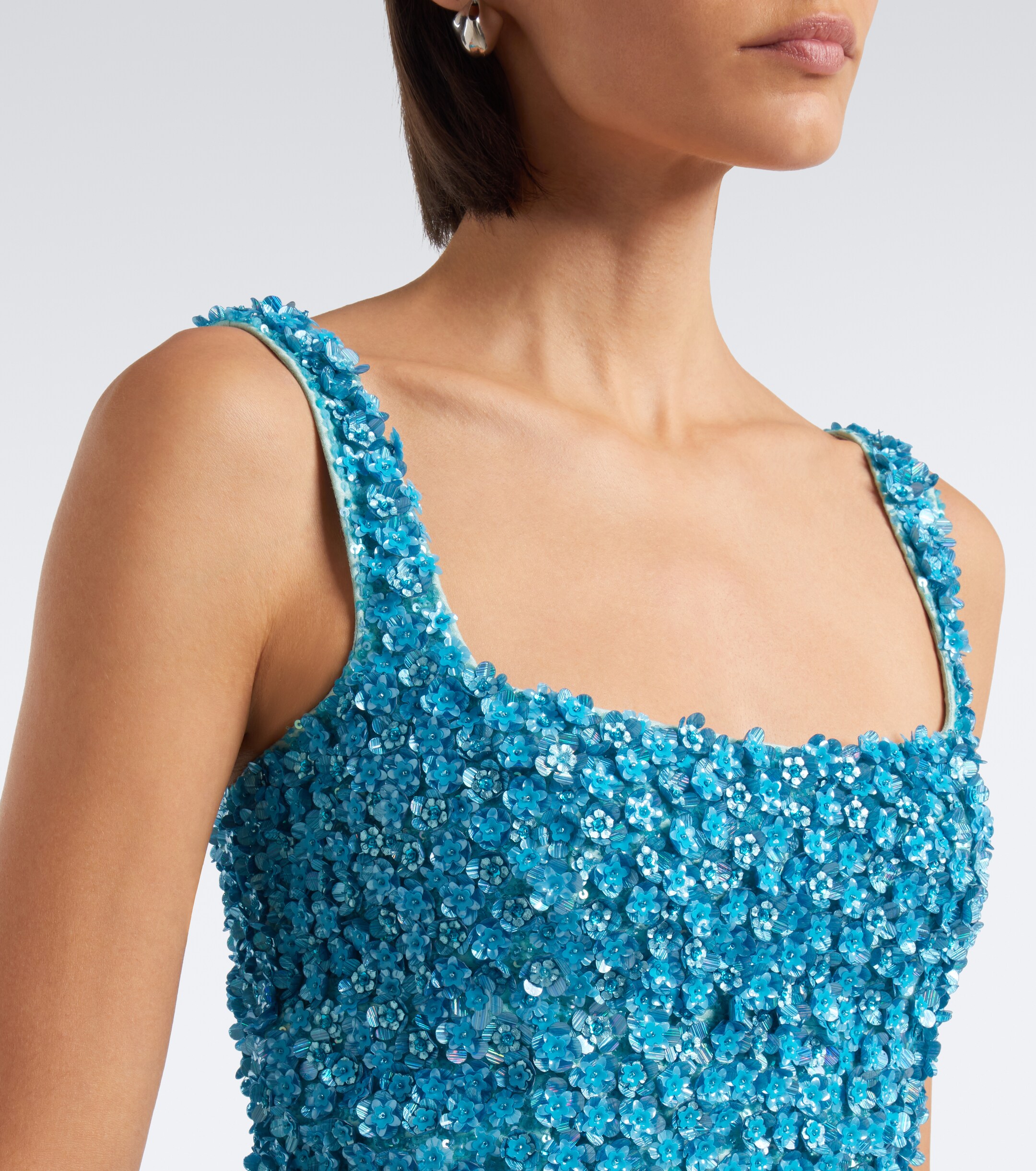LA FUORI Là Fuori Embellished floral silk minidress