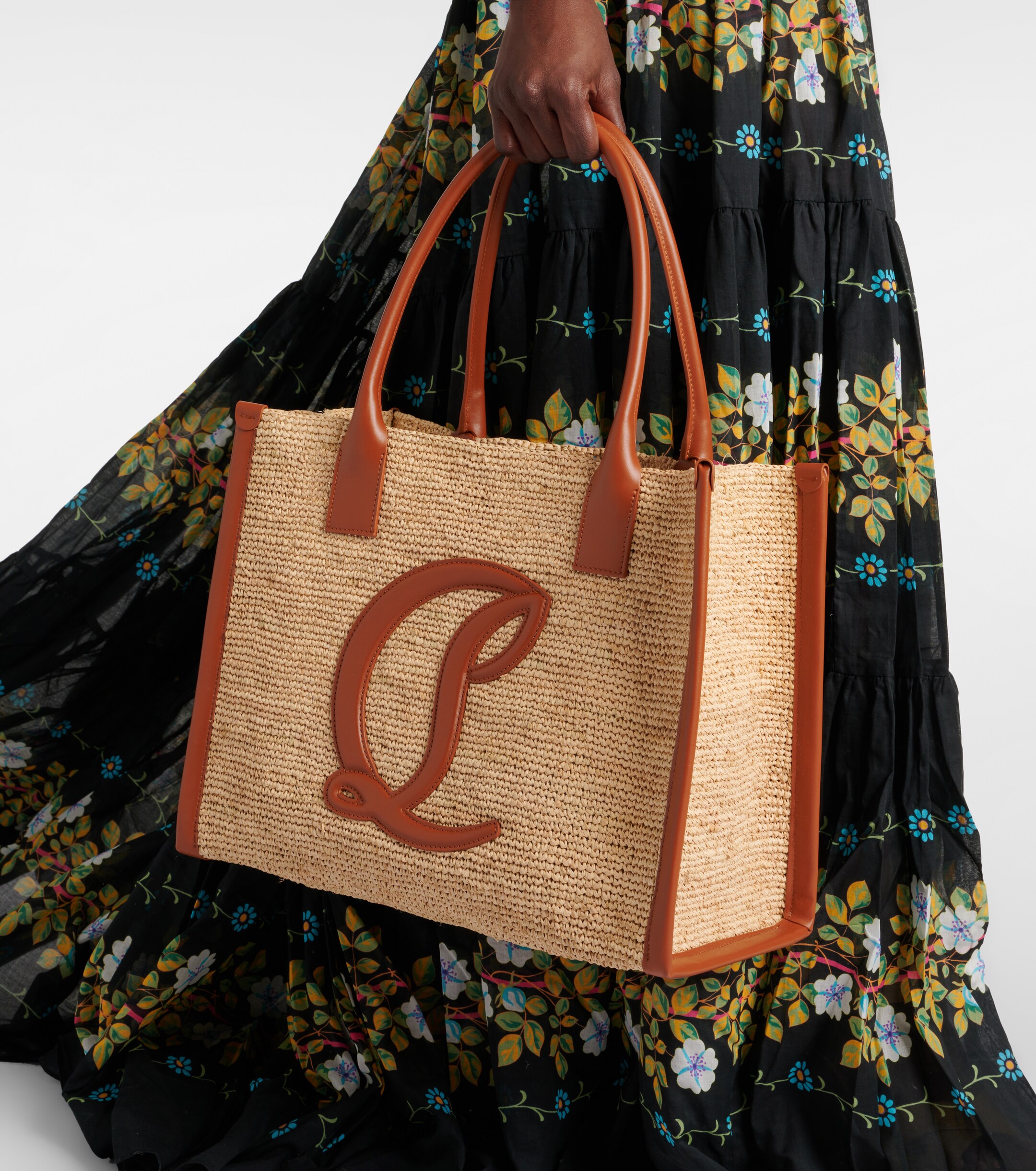 CHRISTIAN LOUBOUTIN By My Side E/W Large raffia tote bag