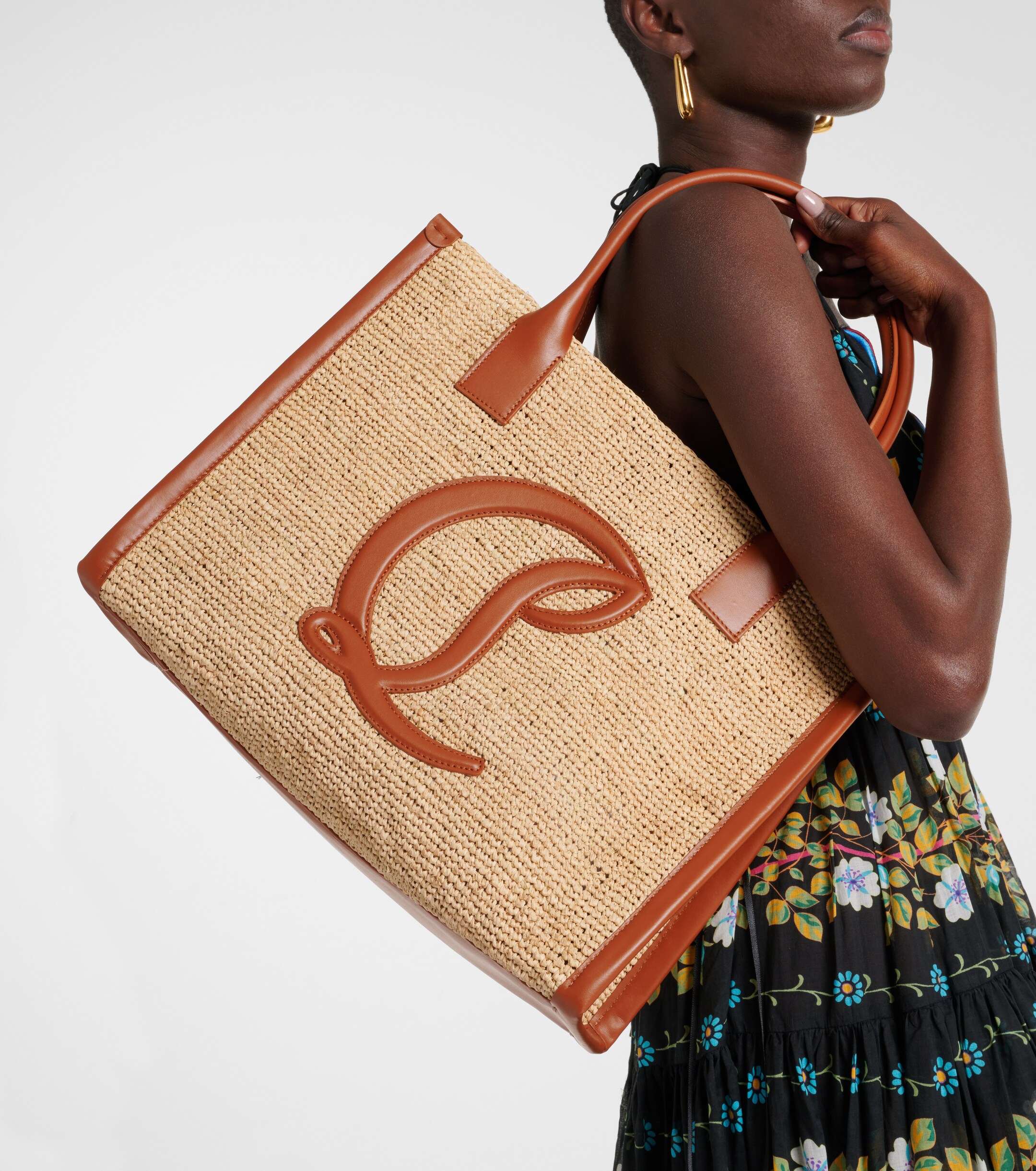 CHRISTIAN LOUBOUTIN By My Side E/W Large raffia tote bag