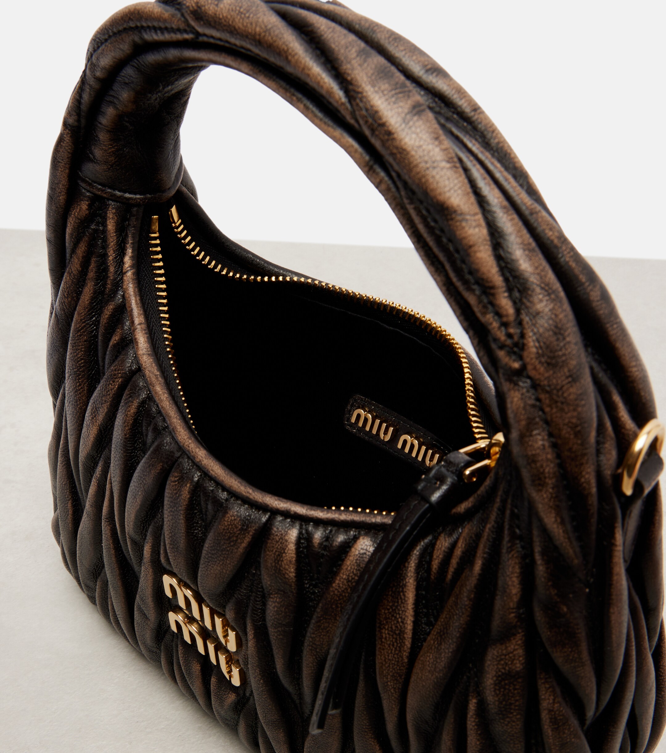 Miu Miu Wander Small matelassé leather tote bag
