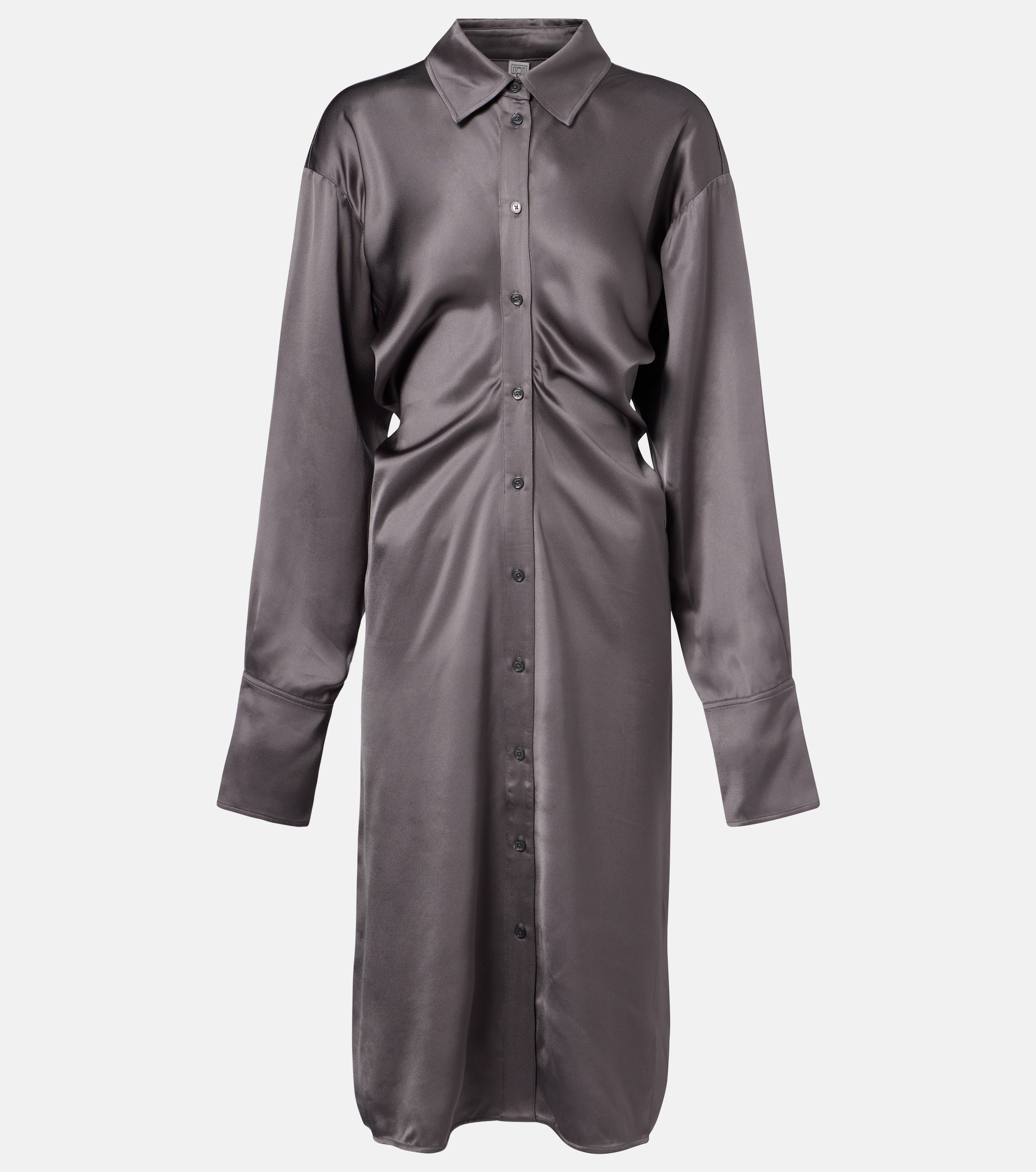 toteme draped satin midi dress TOTEME - Draped satin shirt dress