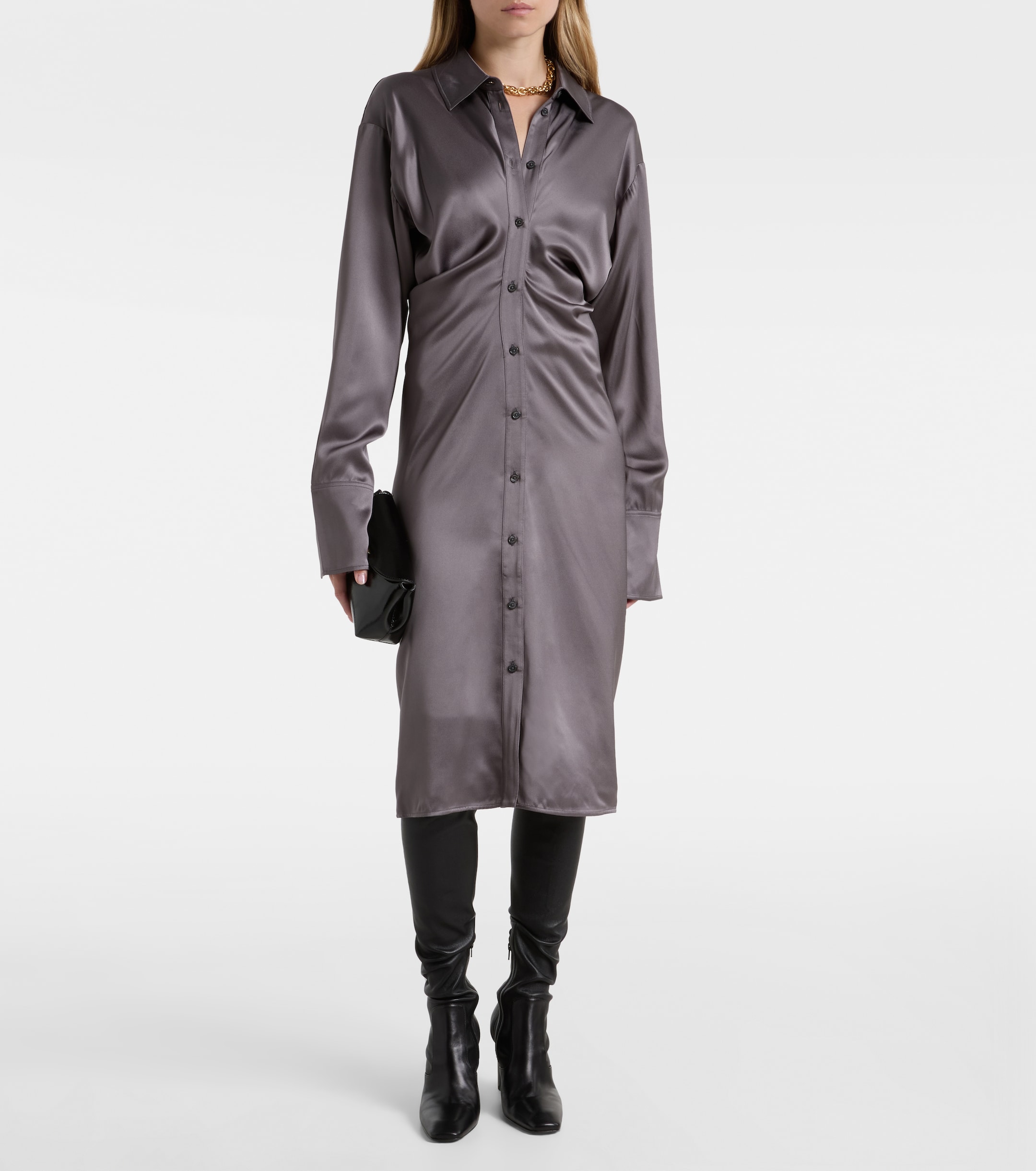 TOTEME - Draped satin shirt dress | Plush