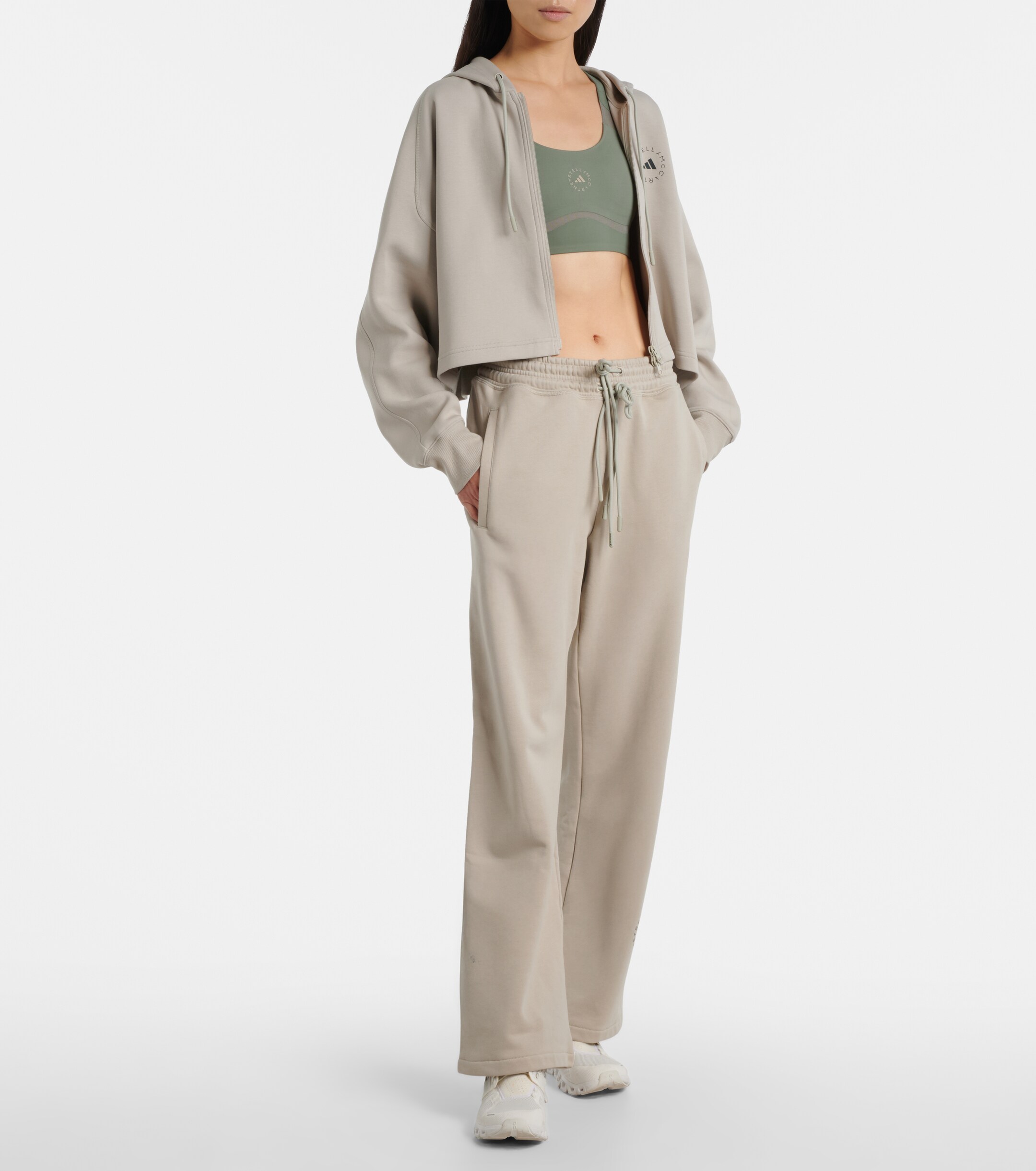 adidas by Stella McCartney Adidas by Stella McCartney Logo cotton-blend jersey hoodie