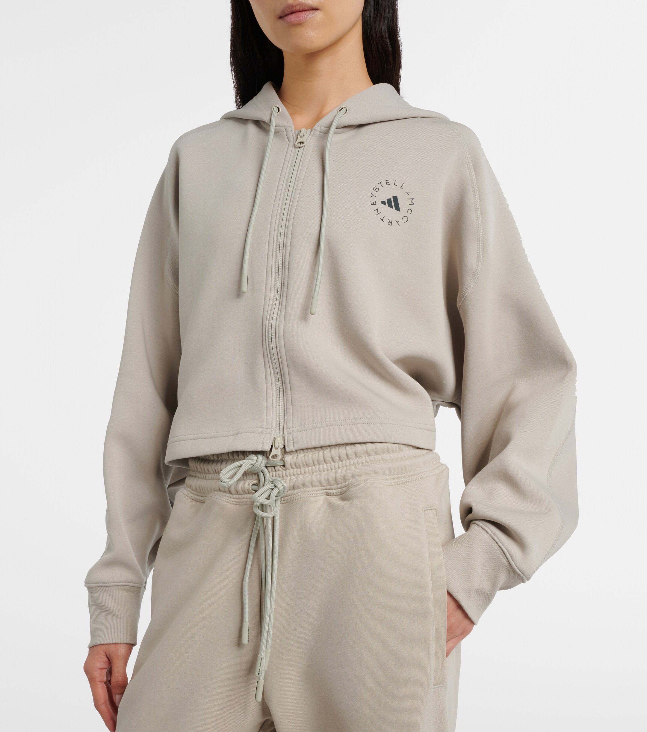 adidas by Stella McCartney Adidas by Stella McCartney Logo cotton-blend jersey hoodie