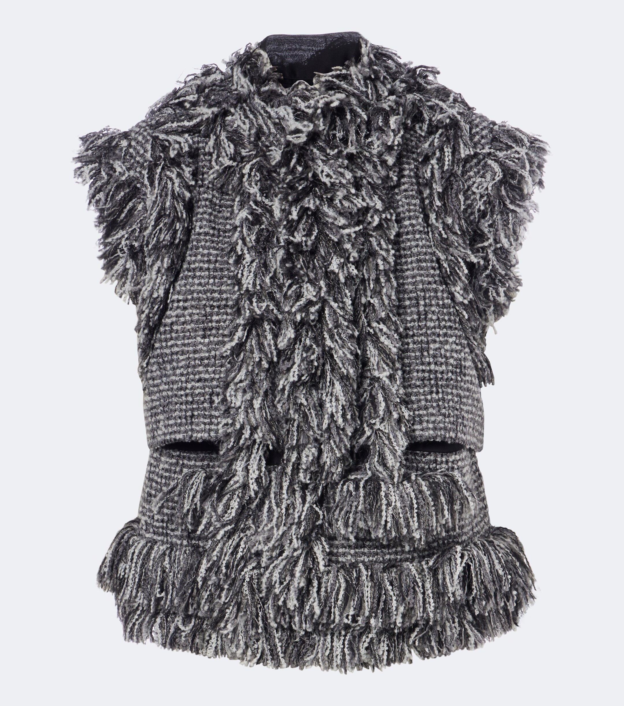 Sacai Sacai Fringed wool-blend tweed vest