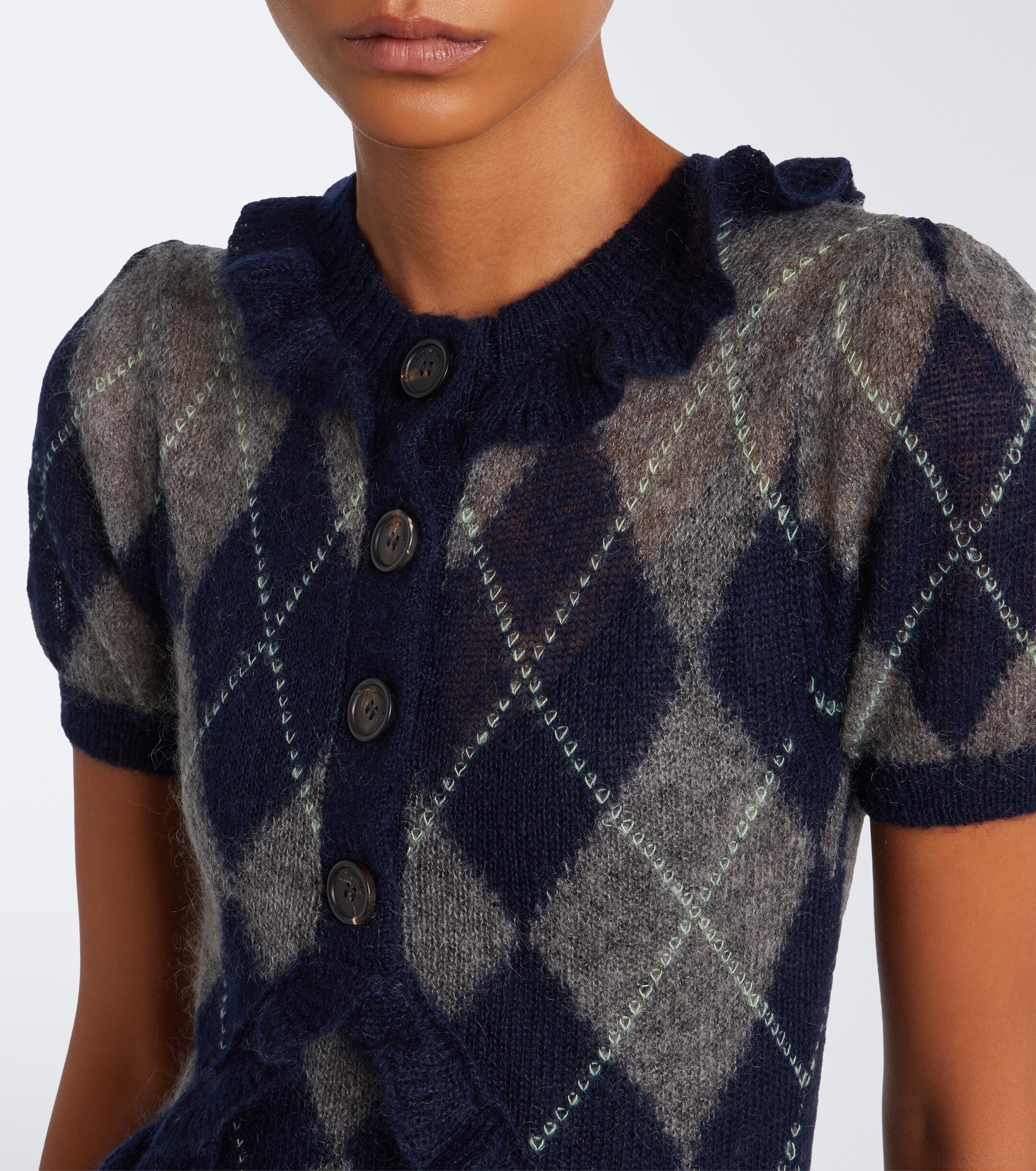 SHUSHU/TONG Shushu/Tong Argyle wool and mohair-blend midi dress