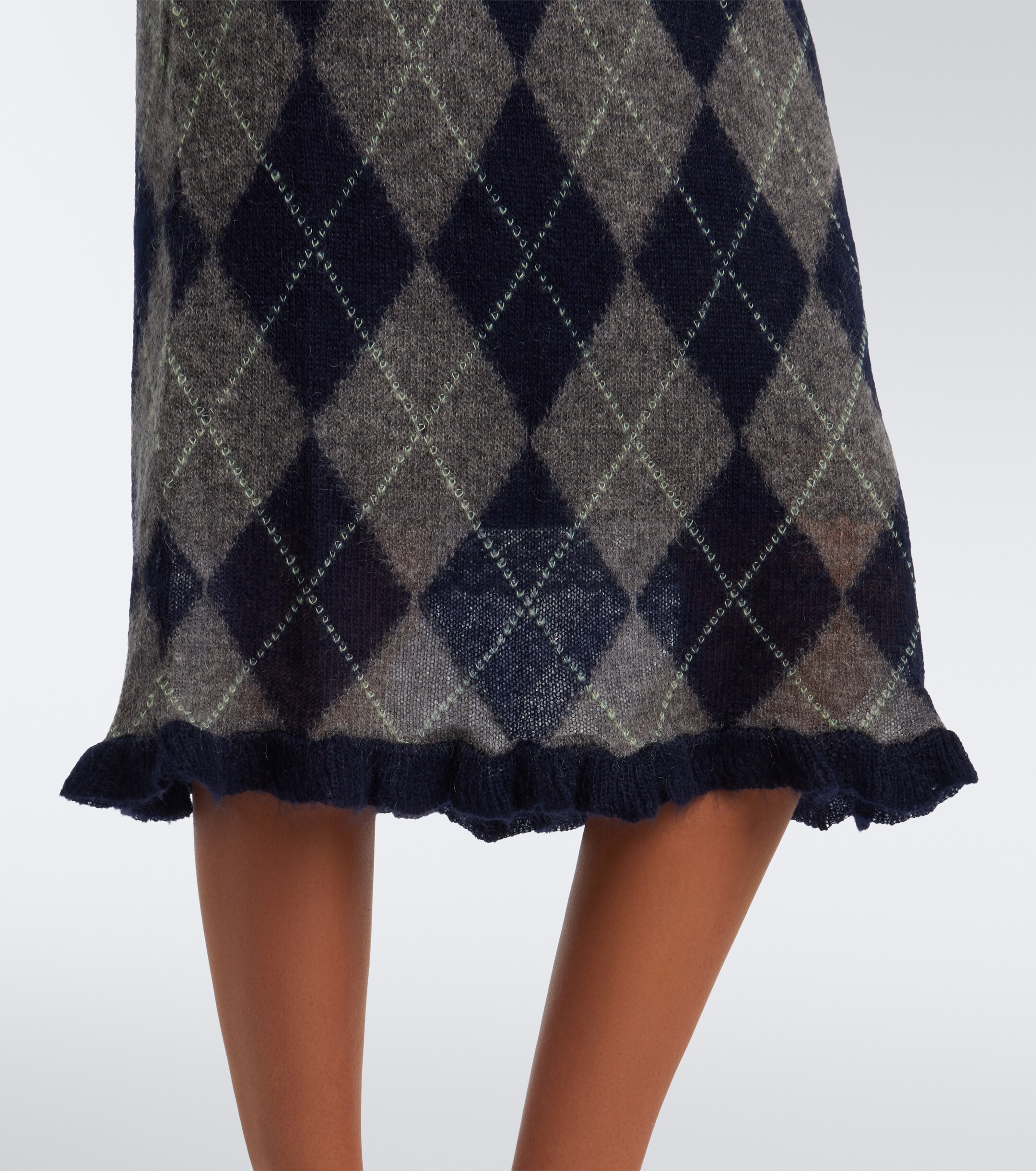 SHUSHU/TONG Shushu/Tong Argyle wool and mohair-blend midi dress