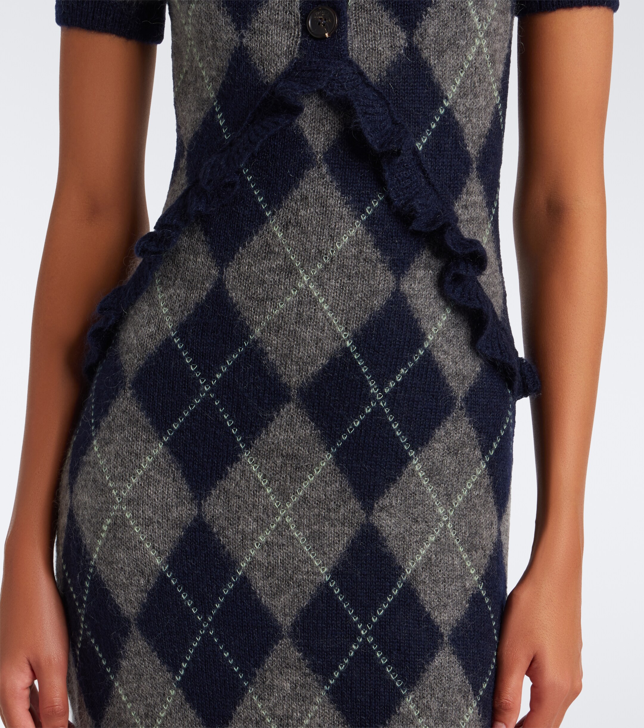 SHUSHU/TONG Shushu/Tong Argyle wool and mohair-blend midi dress