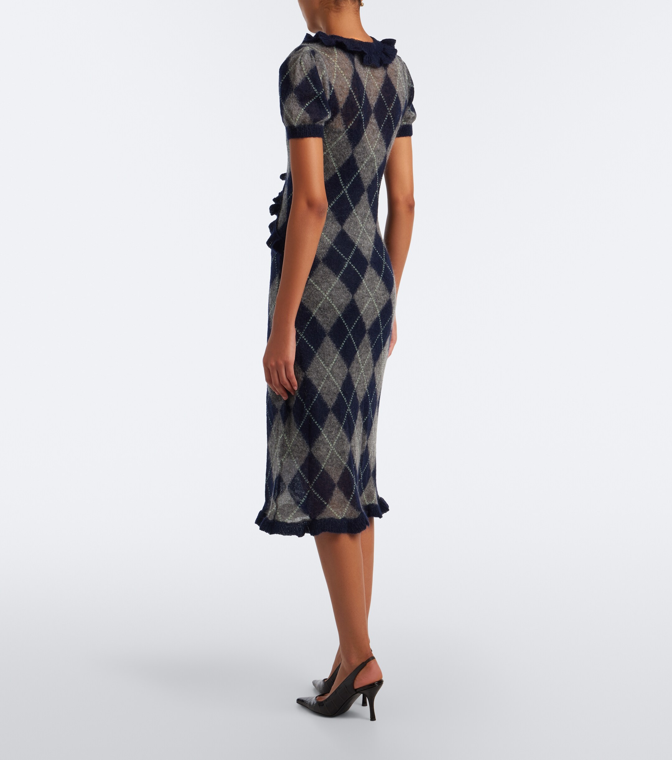 SHUSHU/TONG Shushu/Tong Argyle wool and mohair-blend midi dress