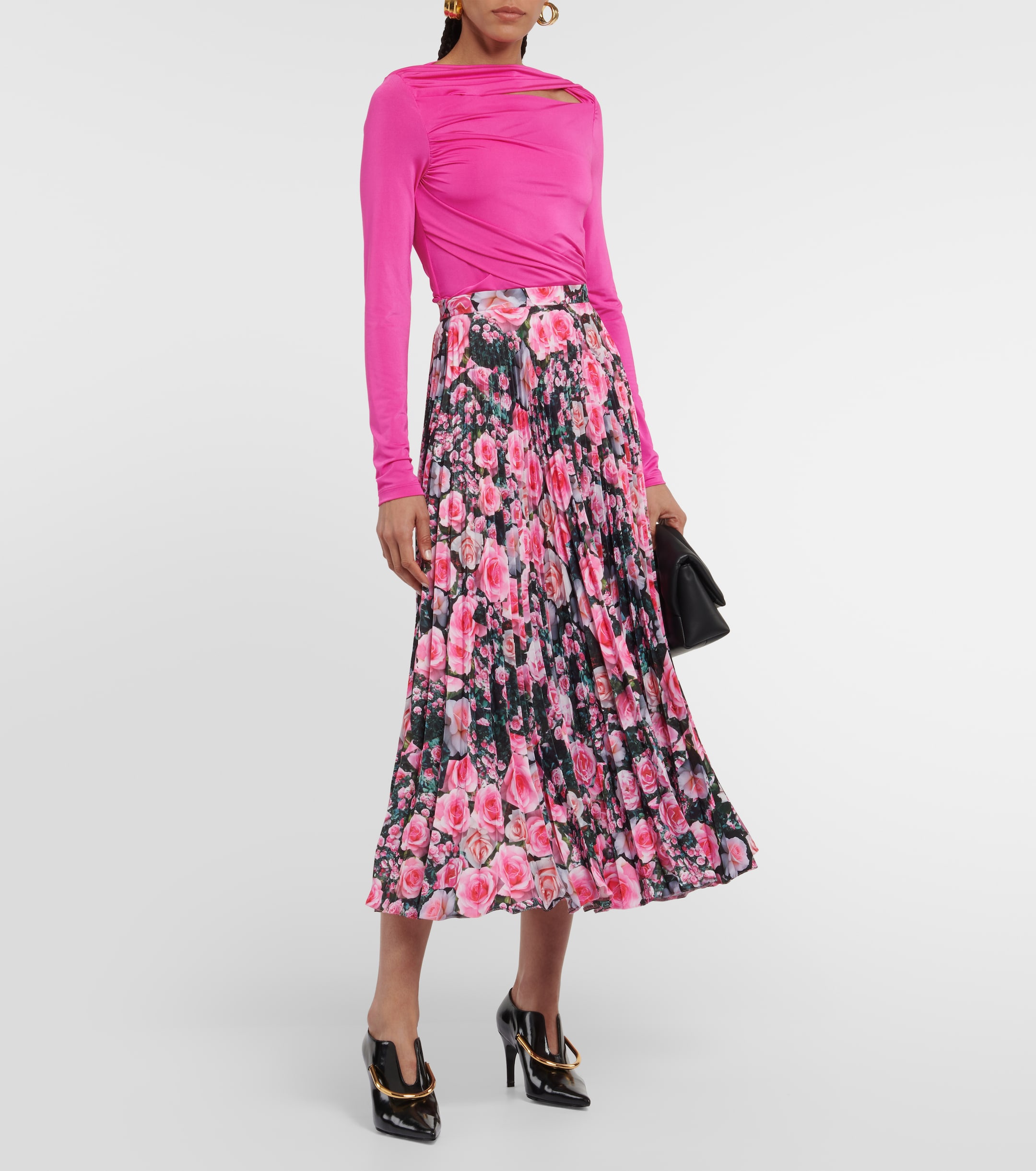 CHRISTOPHER KANE Floral high-rise pleated midi skirt