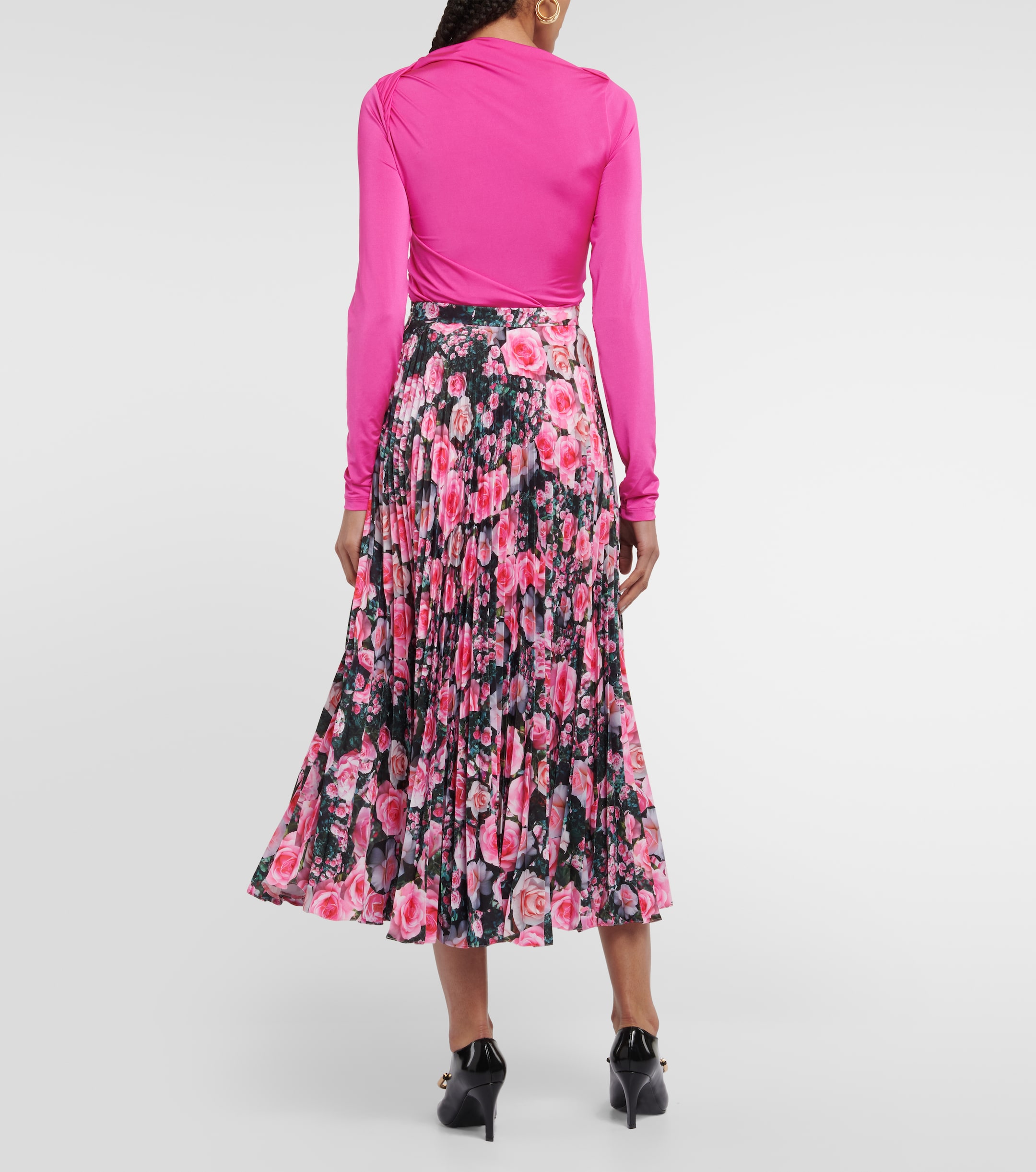 CHRISTOPHER KANE Floral high-rise pleated midi skirt