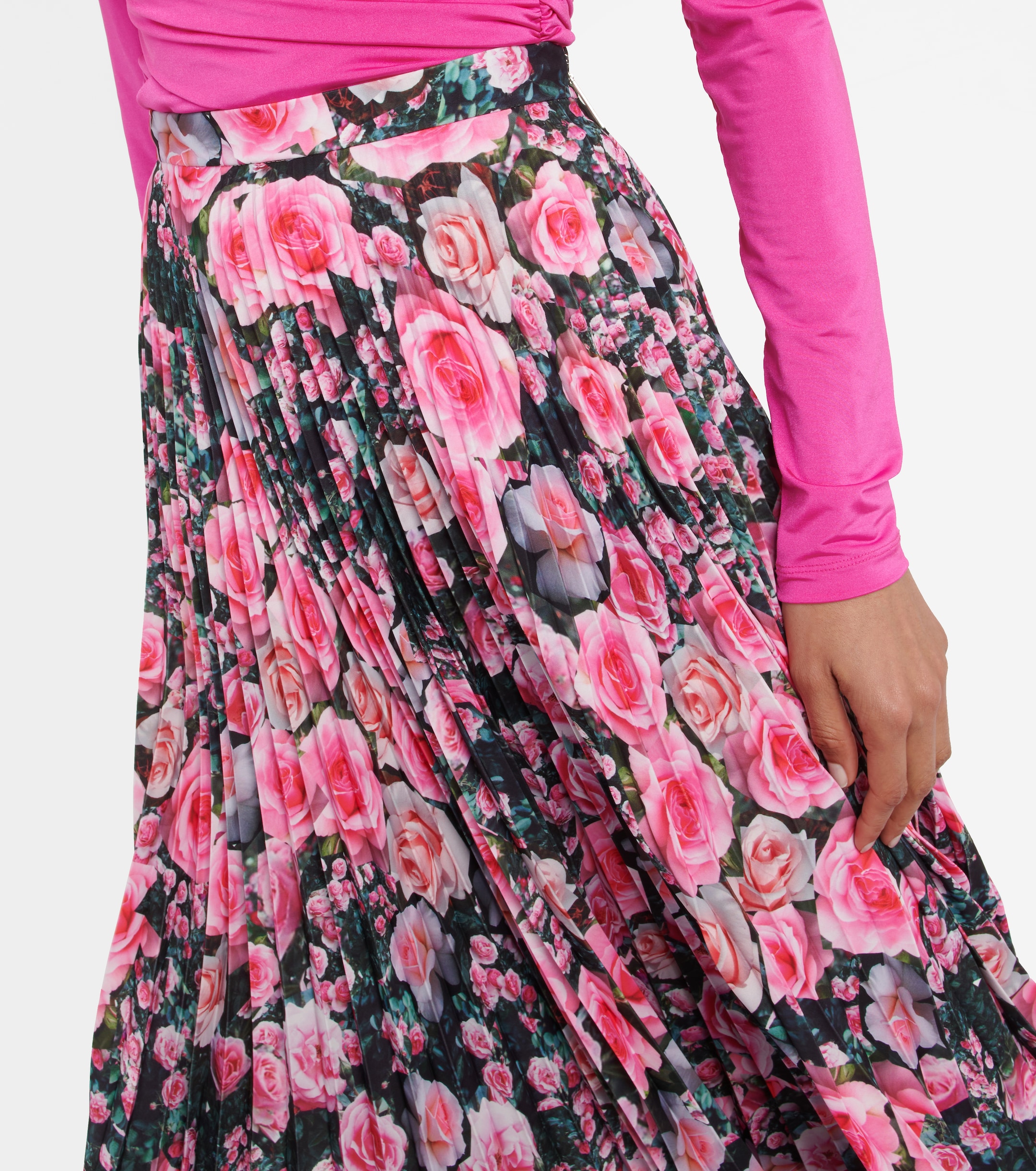 CHRISTOPHER KANE Floral high-rise pleated midi skirt