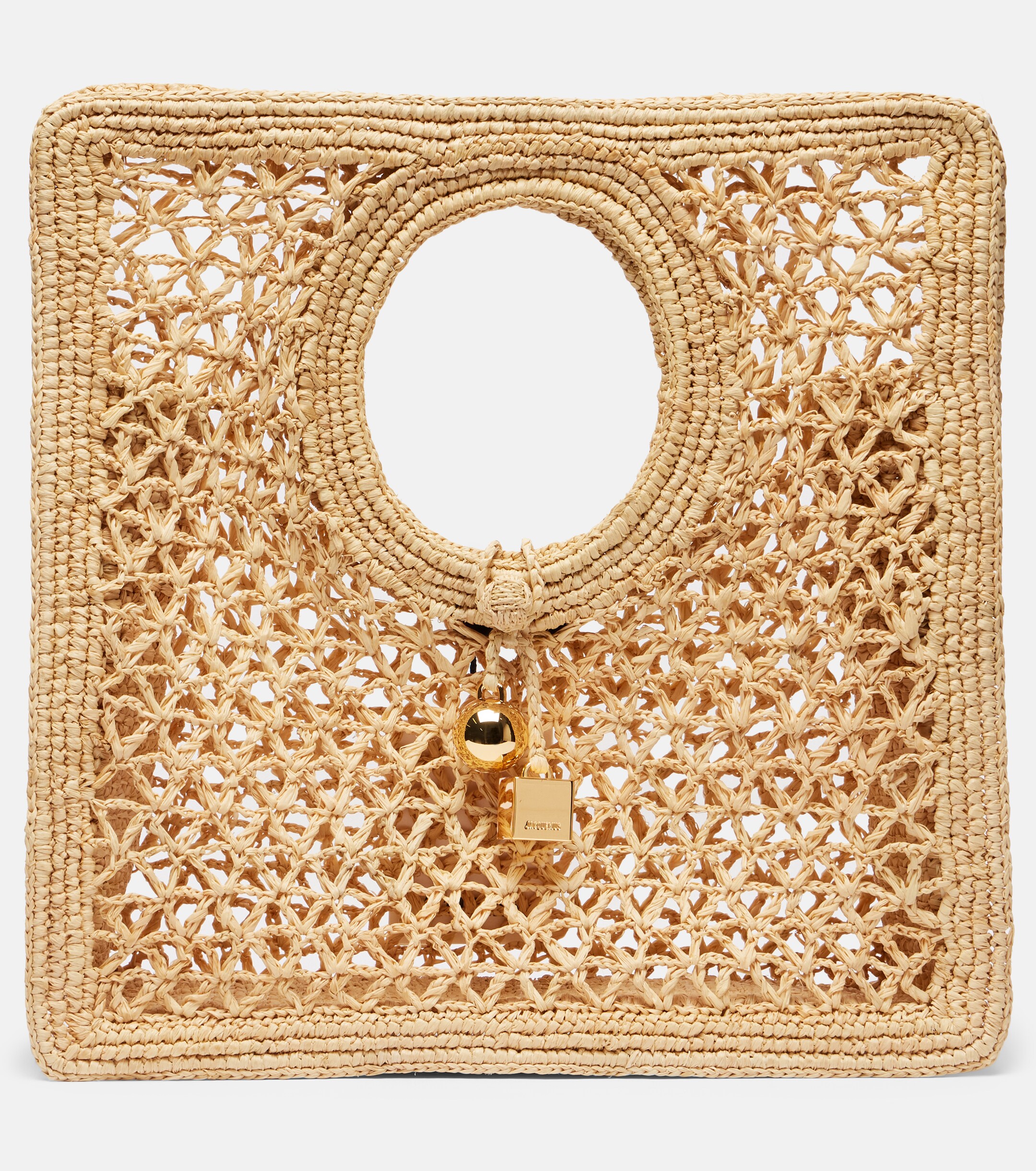 Jacquemus Spiaggia Small raffia top-handle bag