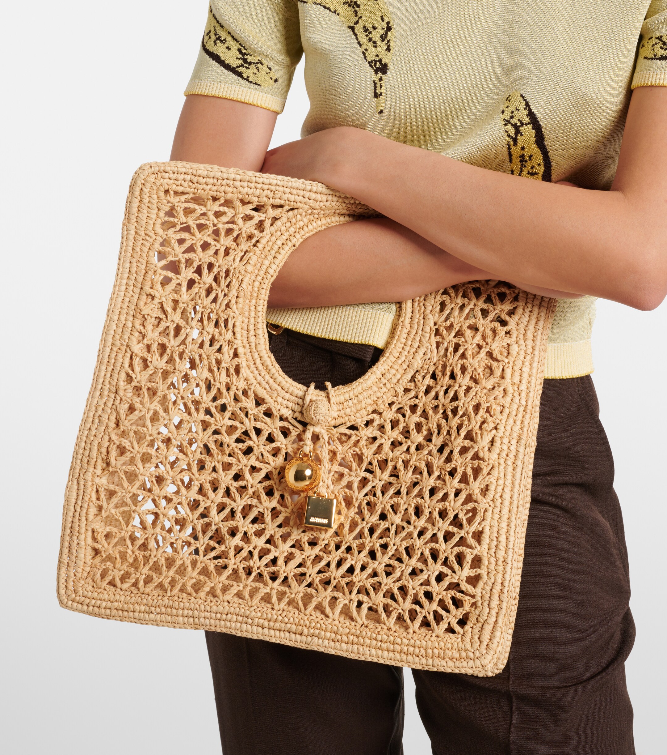 Jacquemus Spiaggia Small raffia top-handle bag