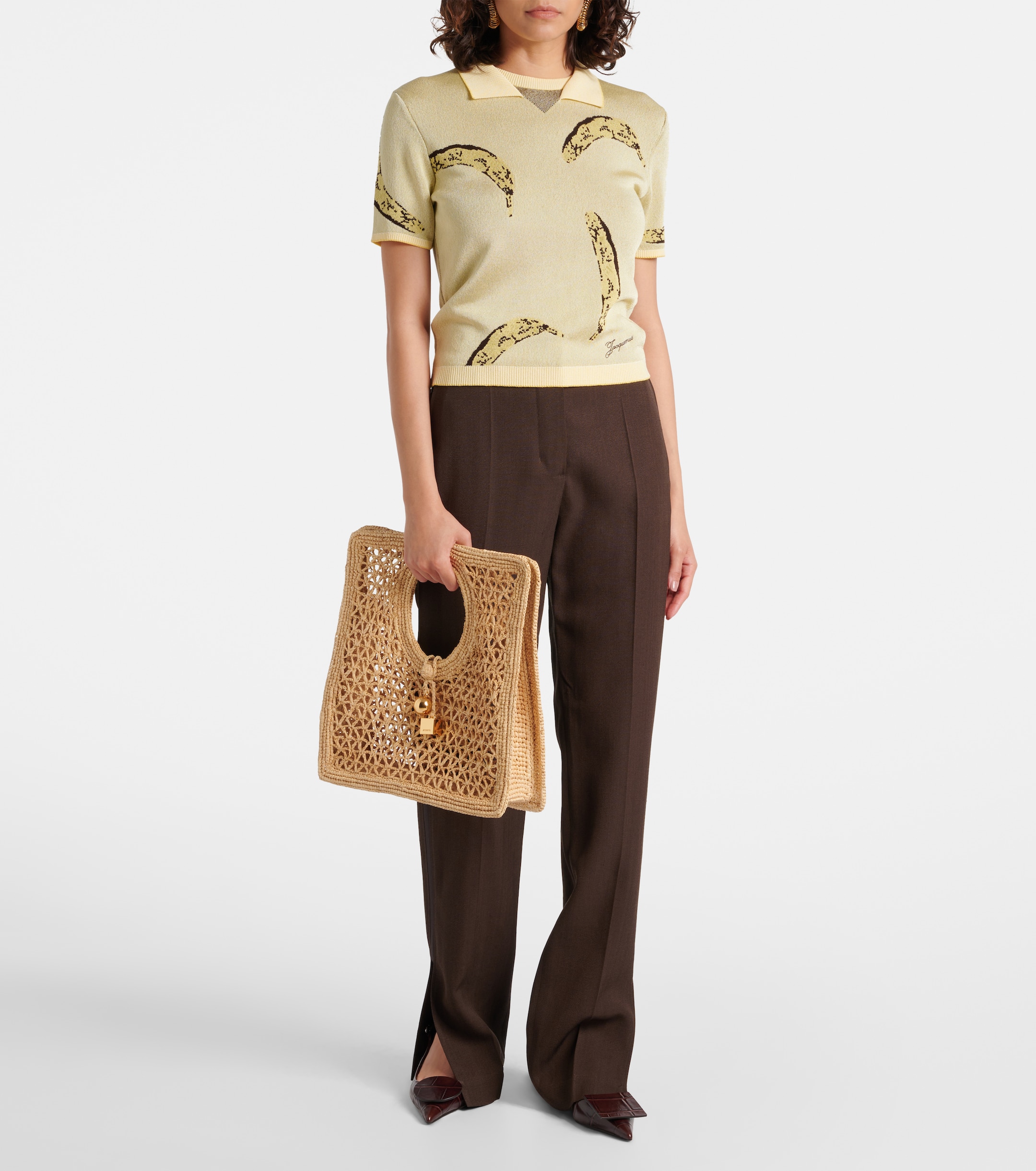 Jacquemus Spiaggia Small raffia top-handle bag