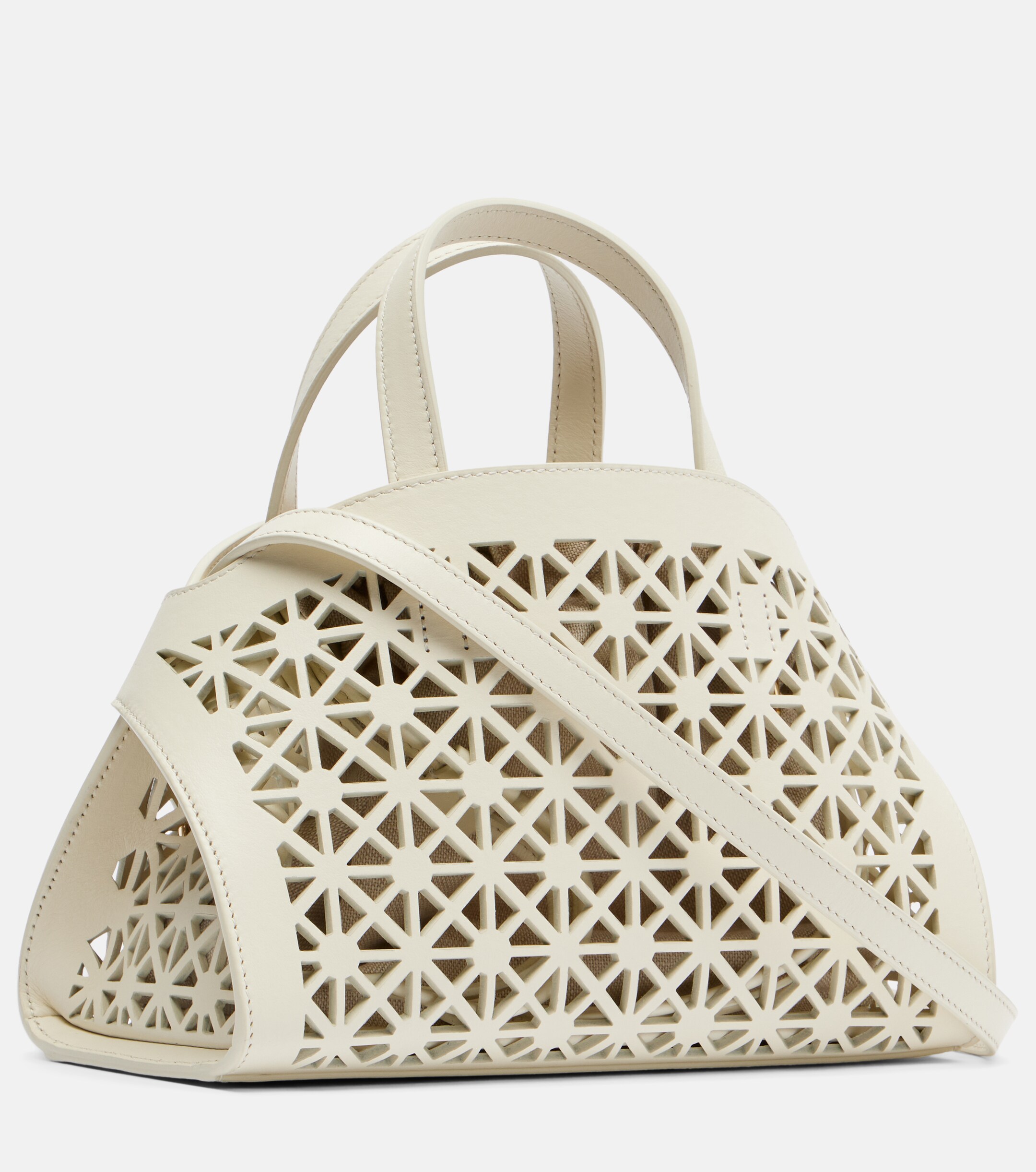 Ferragamo Hug Mini laser-cut leather top-handle bag