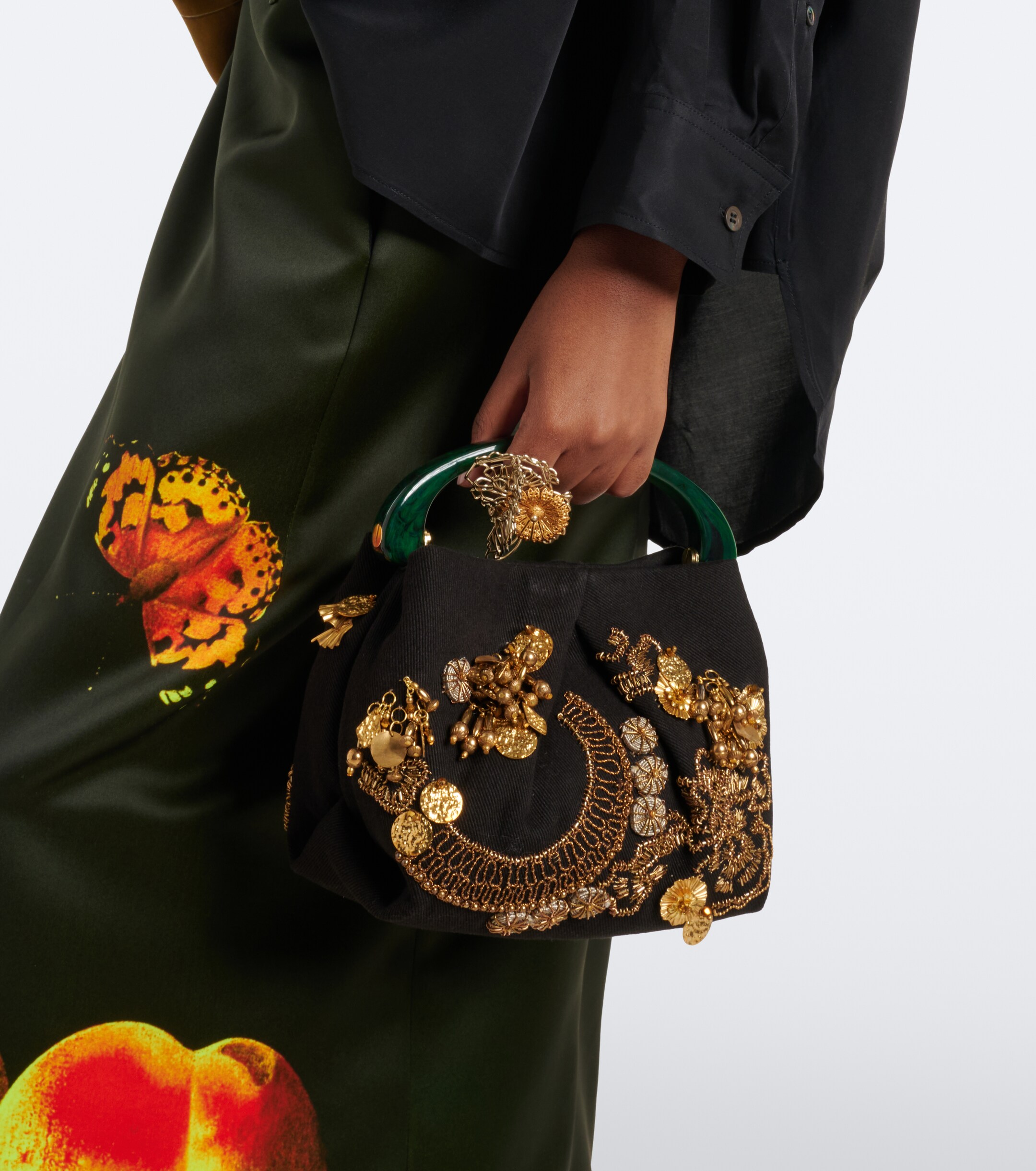 Dries Van Noten Dries Van Noten Small embellished top-handle bag