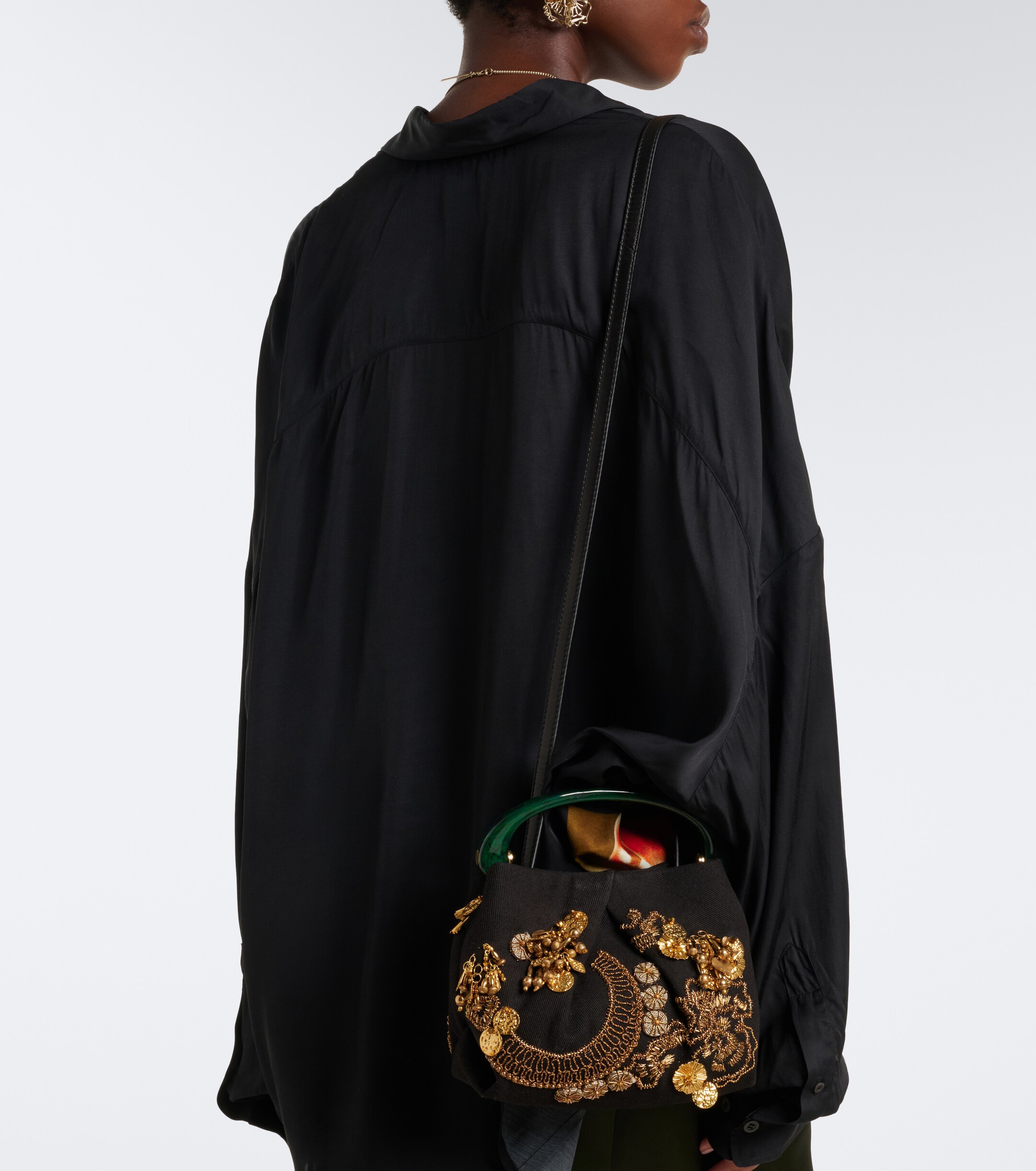 Dries Van Noten Dries Van Noten Small embellished top-handle bag