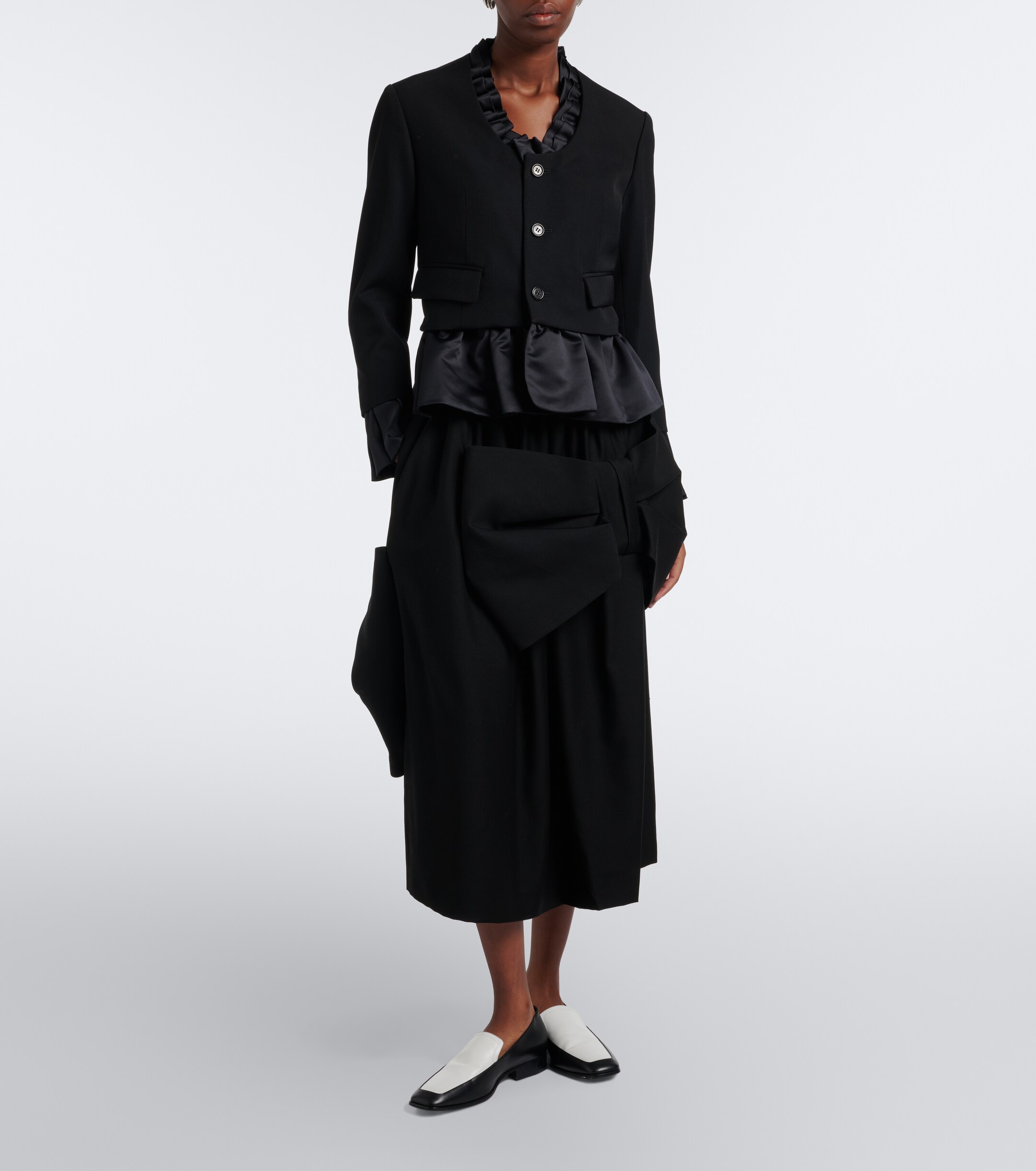Noir Kei Ninomiya Noir Kei Ninomiya Bow-detail wool and mohair midi skirt
