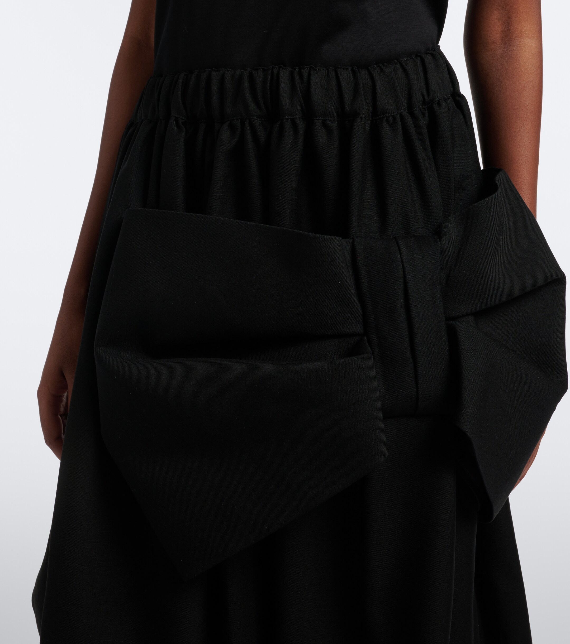 Noir Kei Ninomiya Noir Kei Ninomiya Bow-detail wool and mohair midi skirt